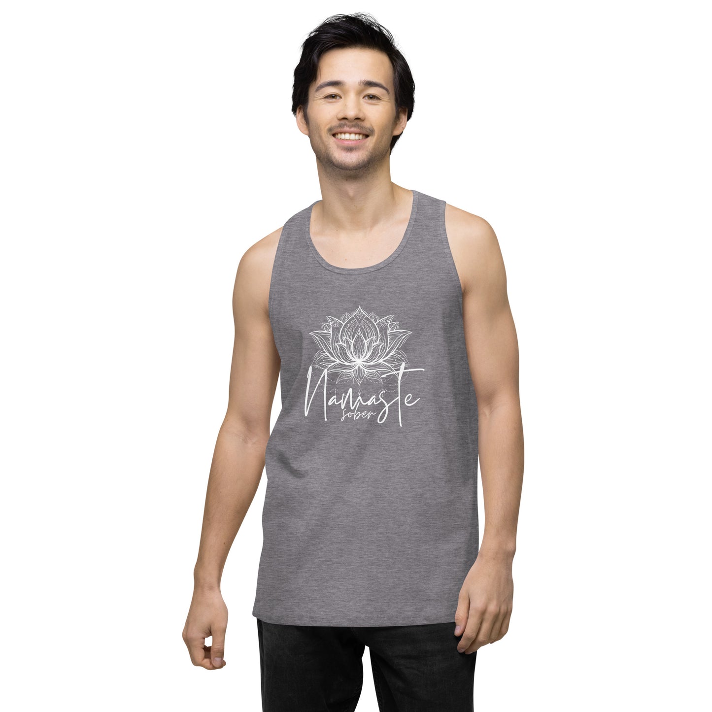 Namaste Sober White Lotus Unisex premium tank top