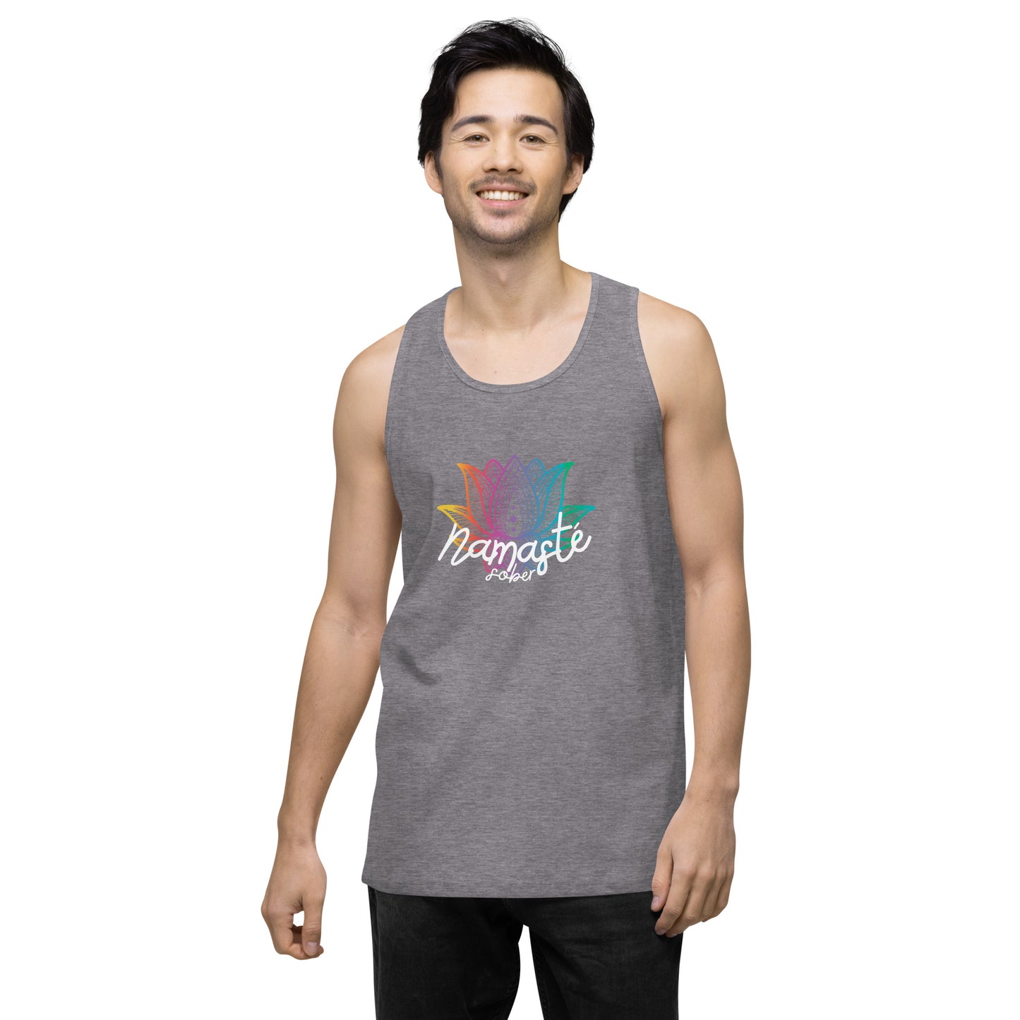 Namaste Sober Rainbow Lotus - Unisex premium tank top