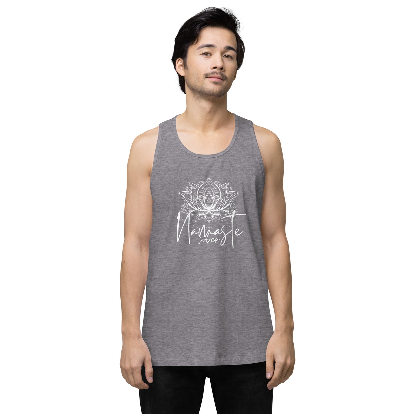 Namaste Sober White Lotus Unisex premium tank top