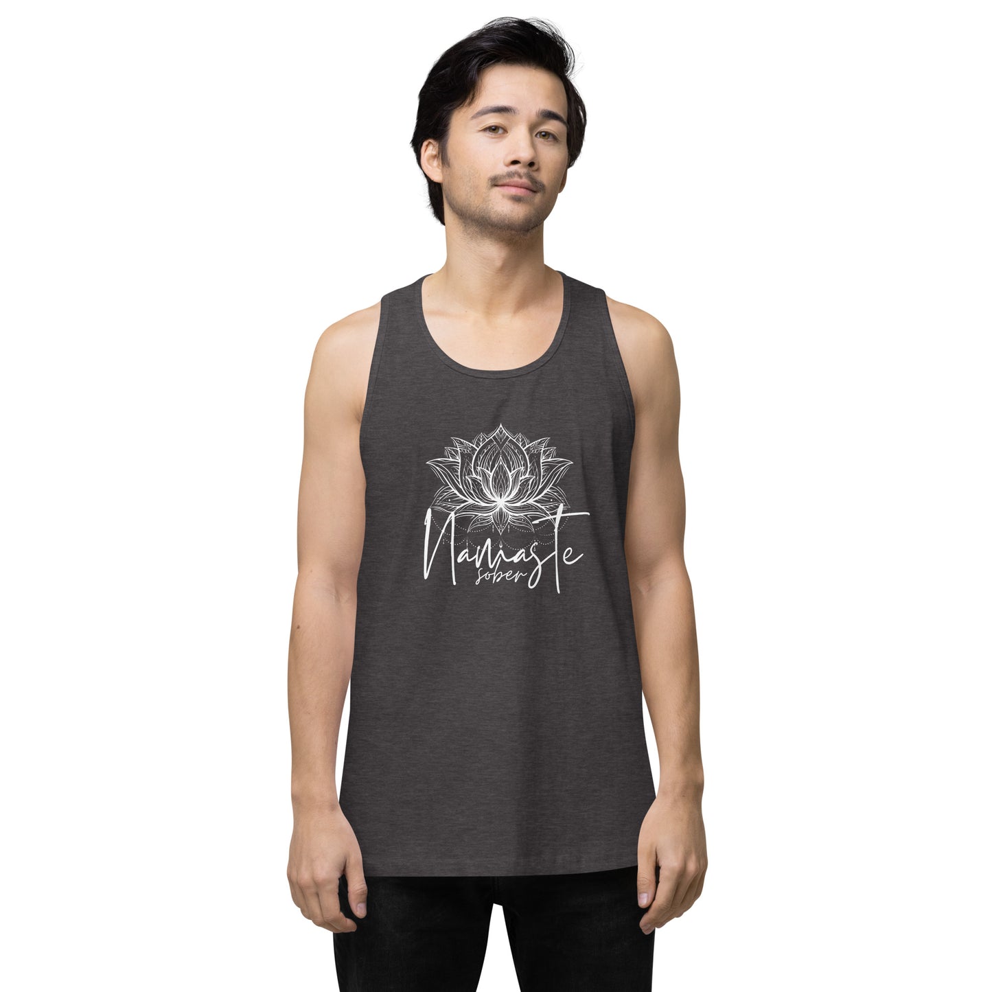 Namaste Sober White Lotus Unisex premium tank top