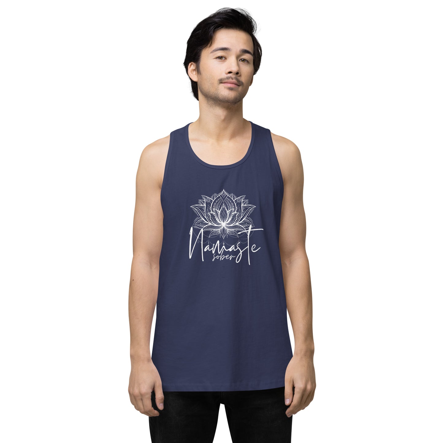 Namaste Sober White Lotus Unisex premium tank top