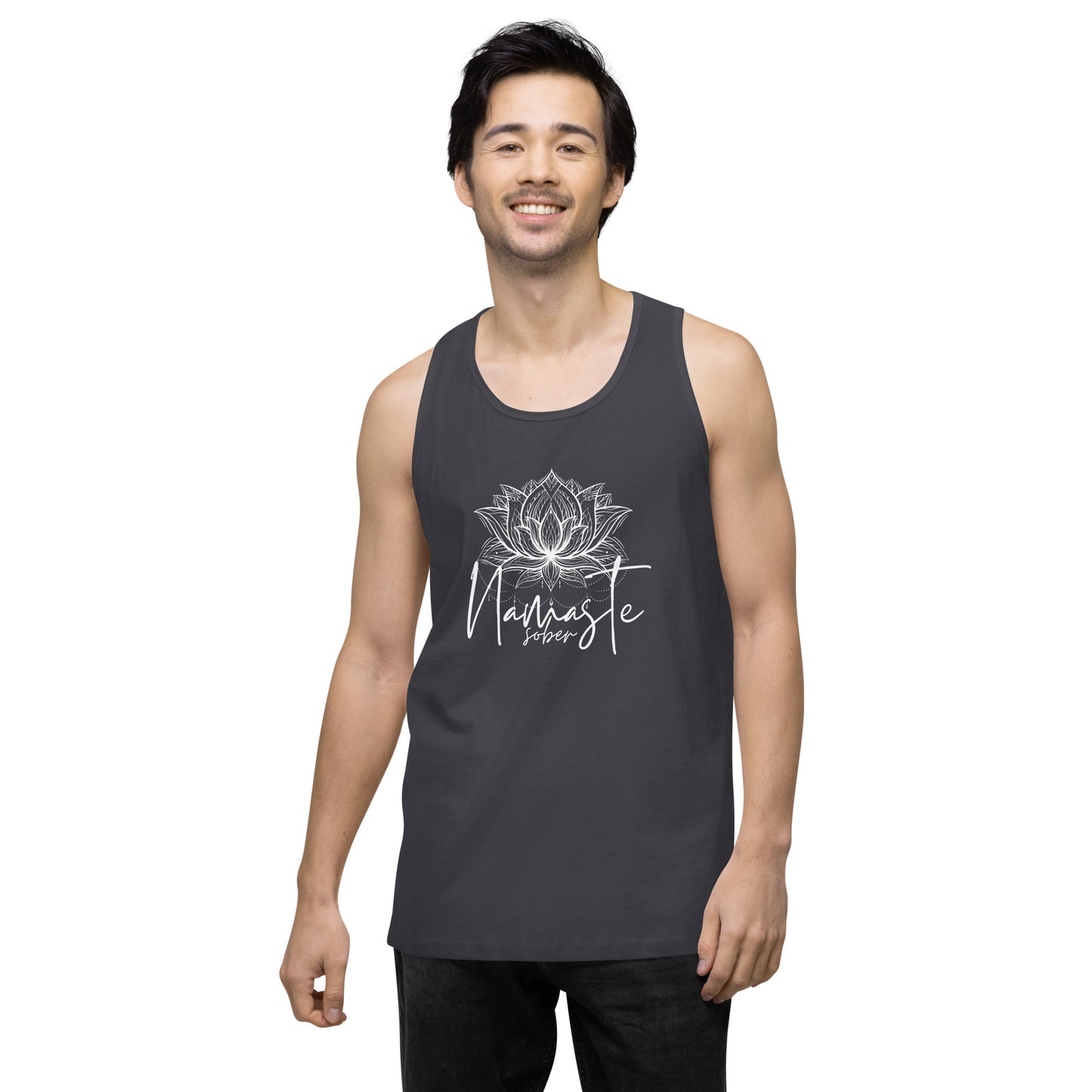 Namaste Sober White Lotus Unisex premium tank top