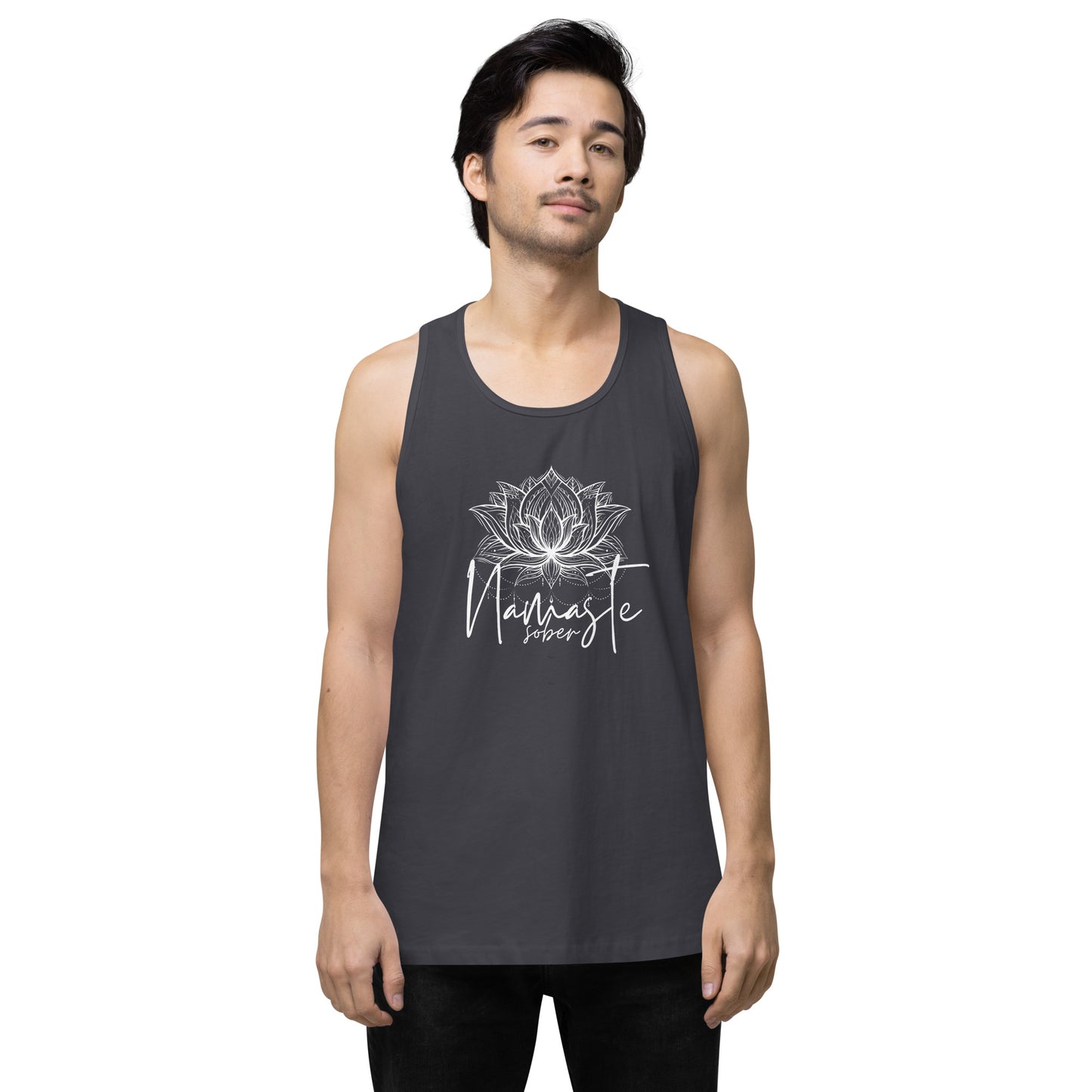 Namaste Sober White Lotus Unisex premium tank top