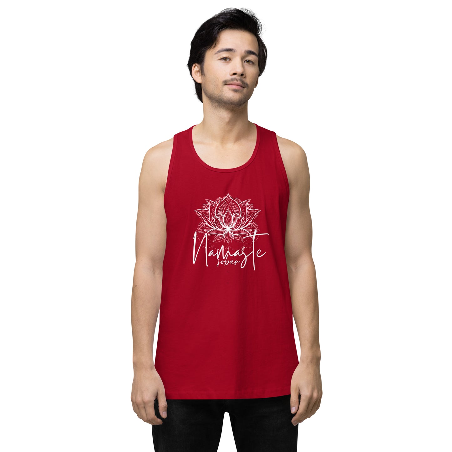 Namaste Sober White Lotus Unisex premium tank top