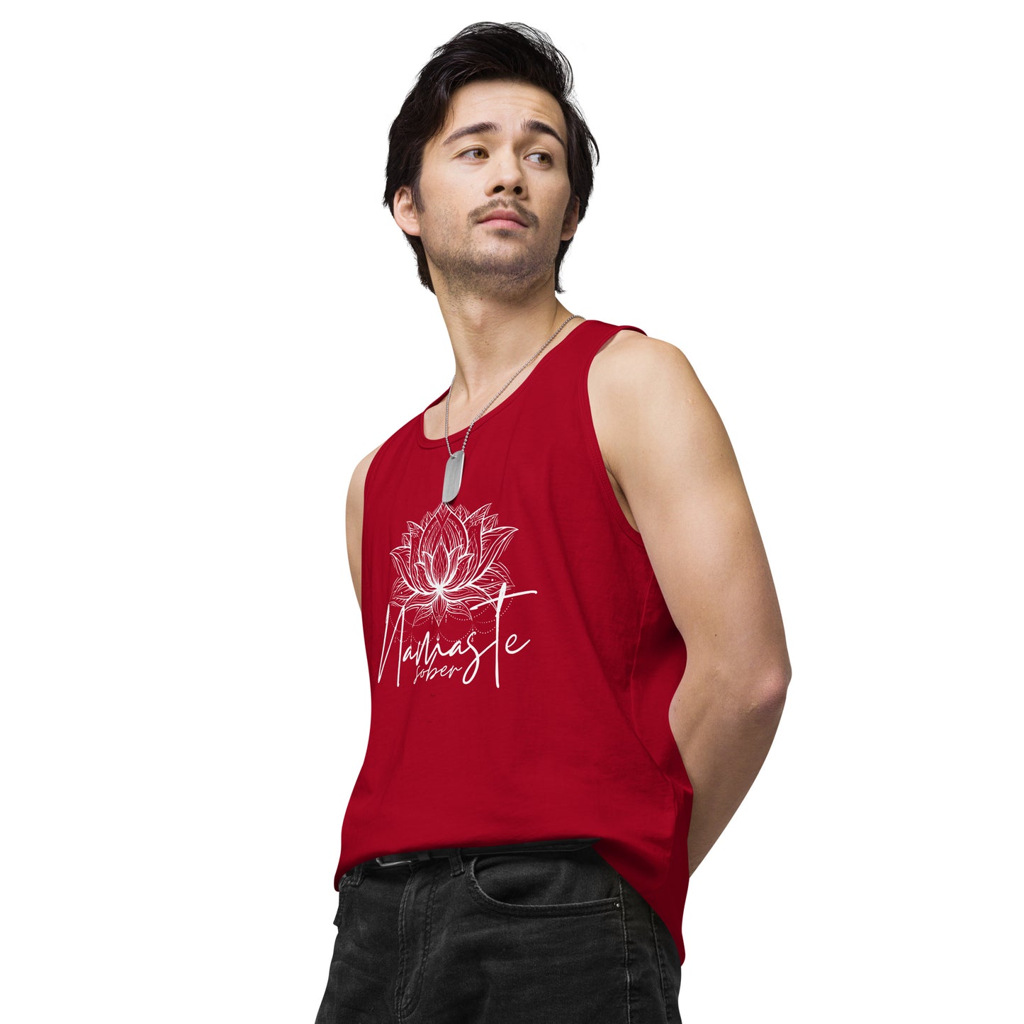 Namaste Sober White Lotus Unisex premium tank top