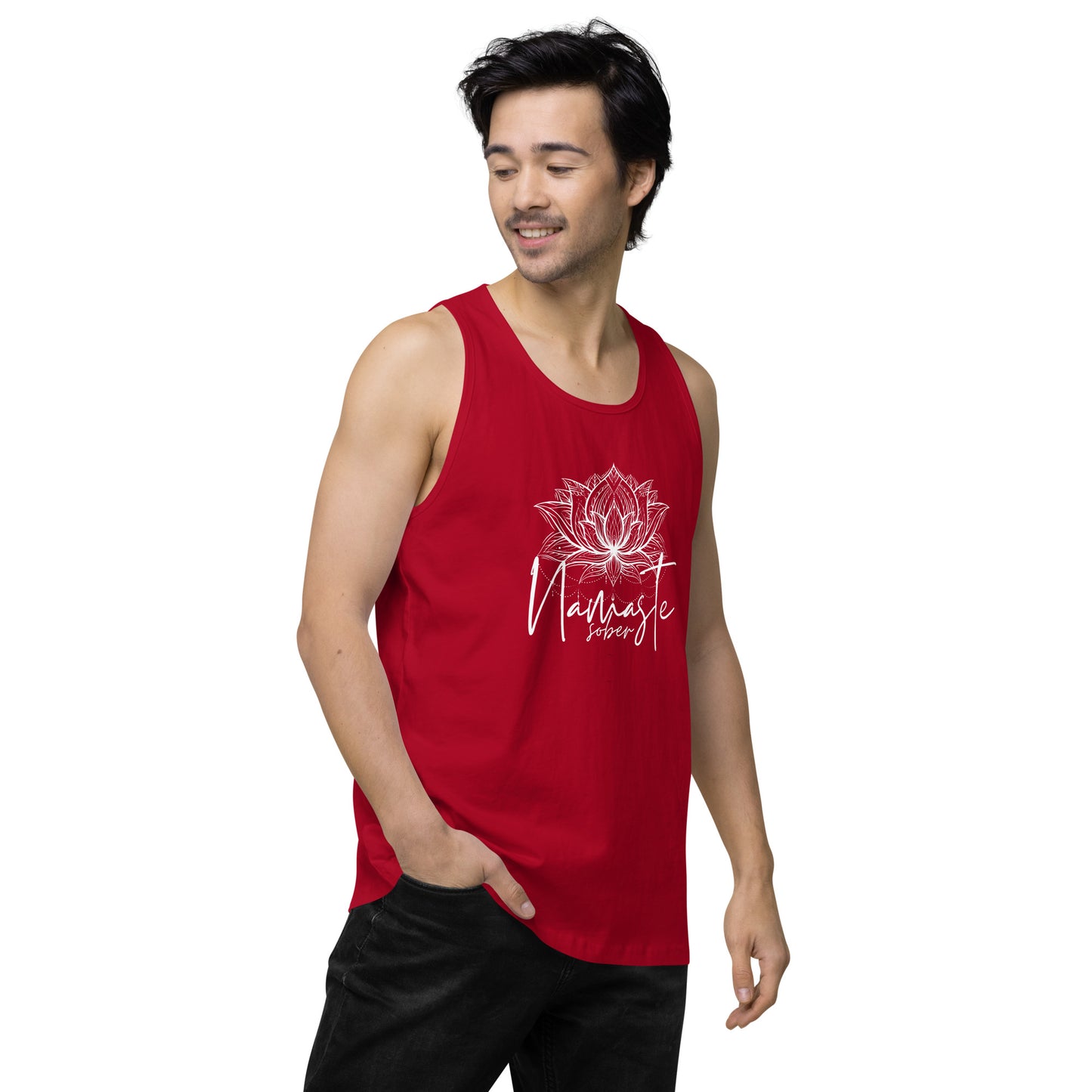 Namaste Sober White Lotus Unisex premium tank top