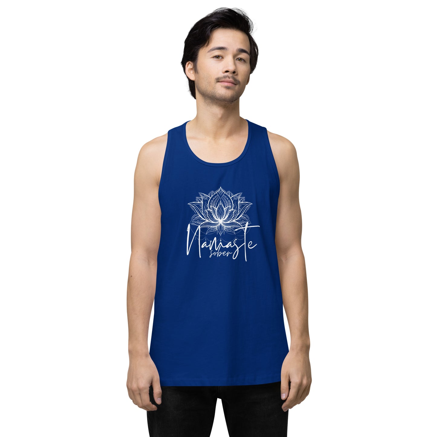 Namaste Sober White Lotus Unisex premium tank top
