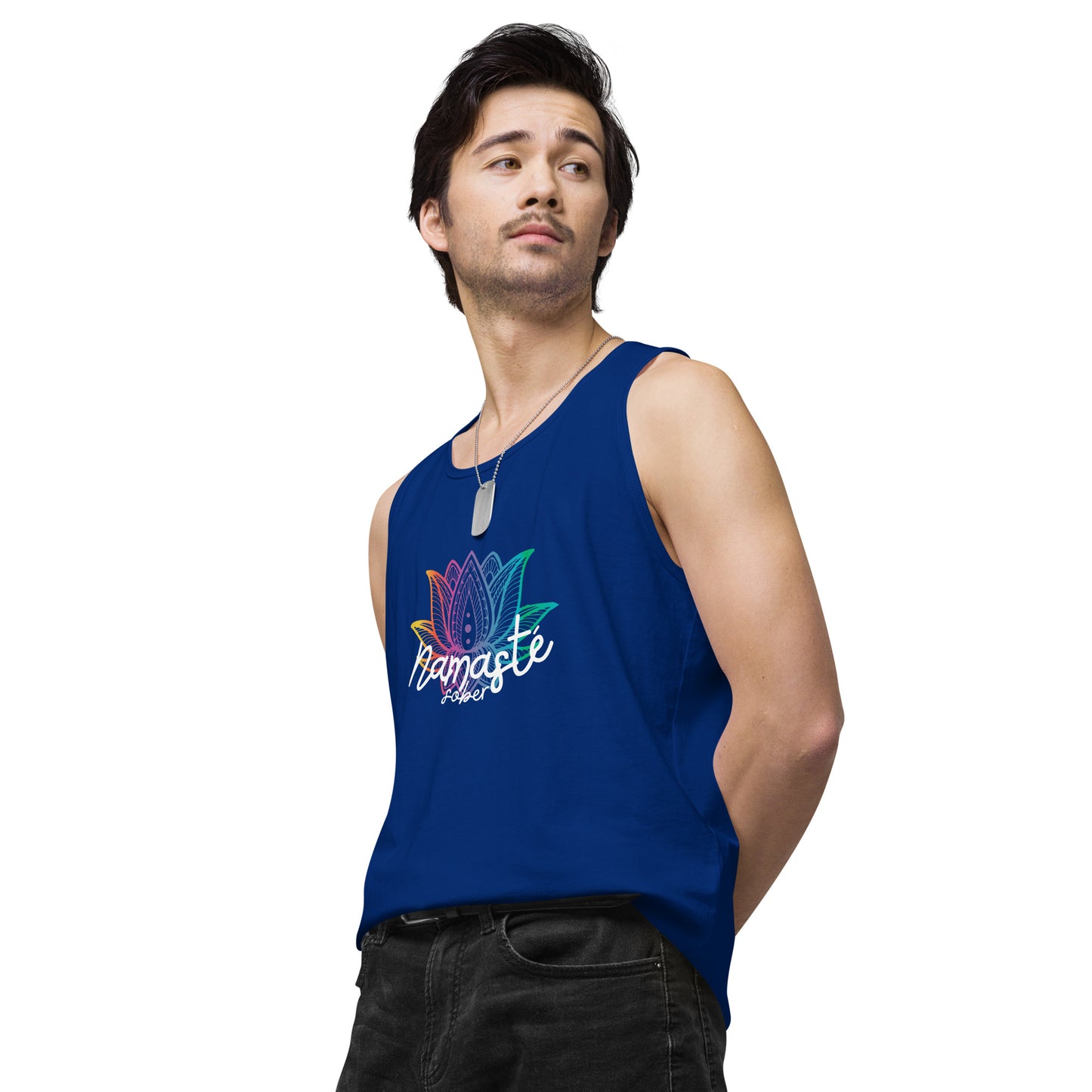 Namaste Sober Rainbow Lotus - Unisex premium tank top