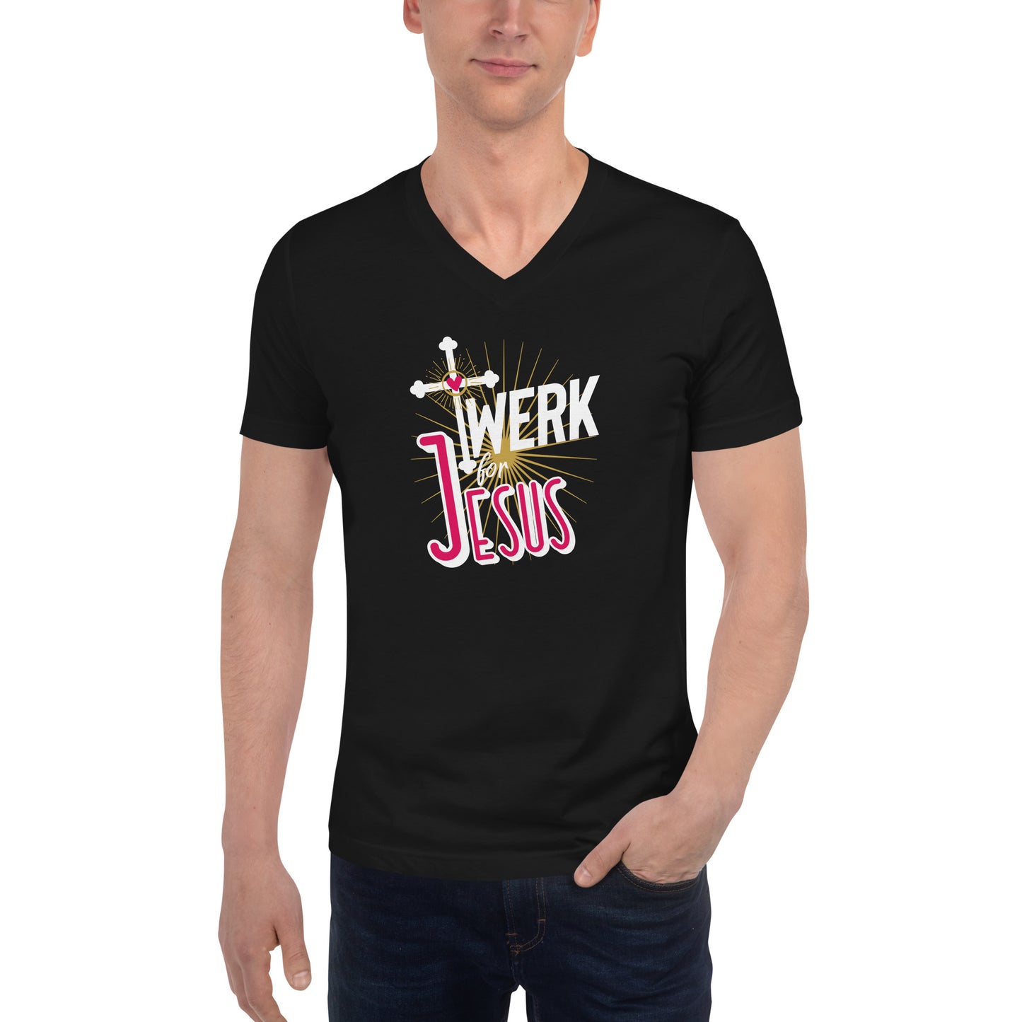 Twerk For Jesus - Unisex Short Sleeve V-Neck T-Shirt