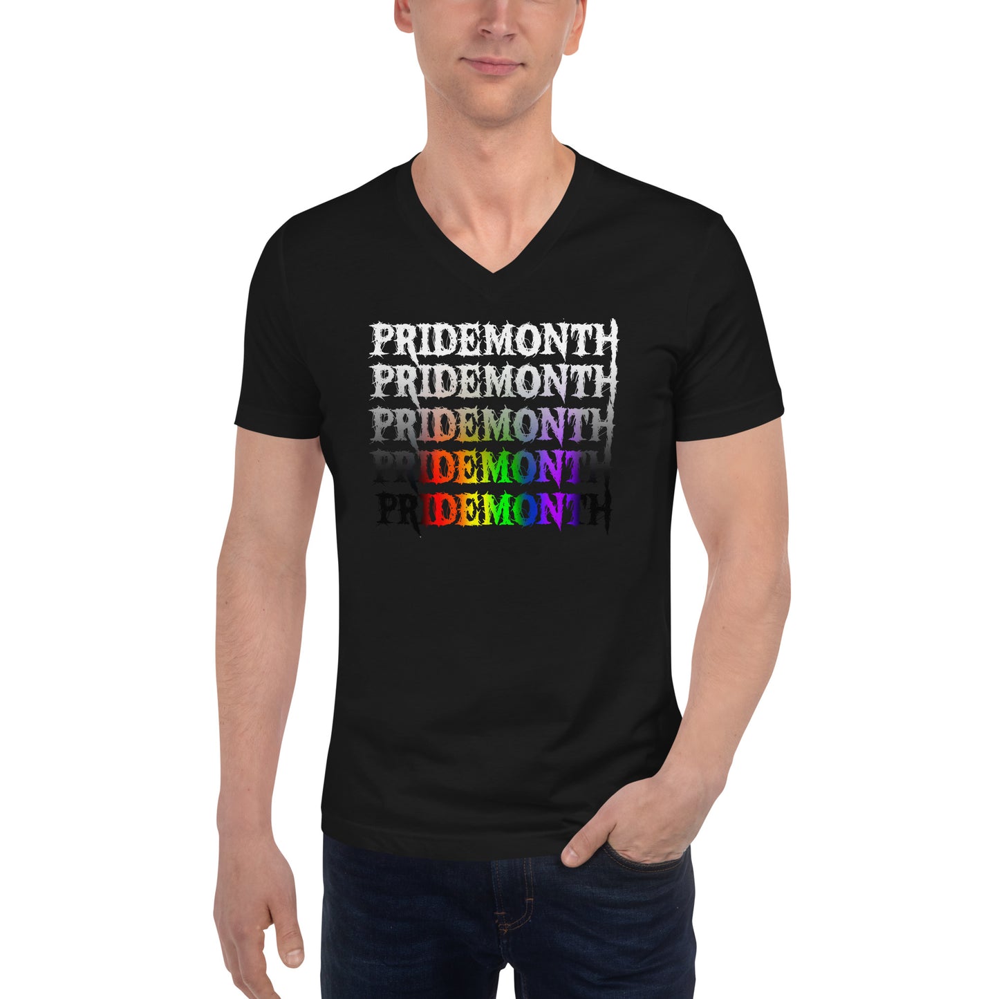 Pride Month Demon - Unisex Short Sleeve V-Neck T-Shirt