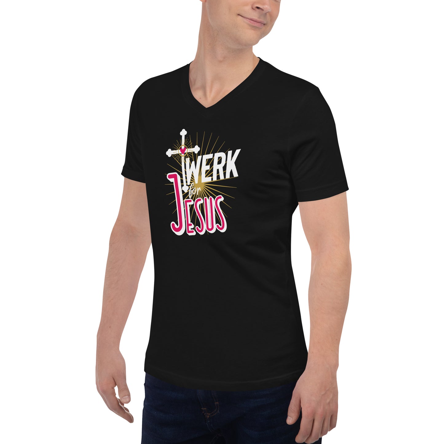 Twerk For Jesus - Unisex Short Sleeve V-Neck T-Shirt