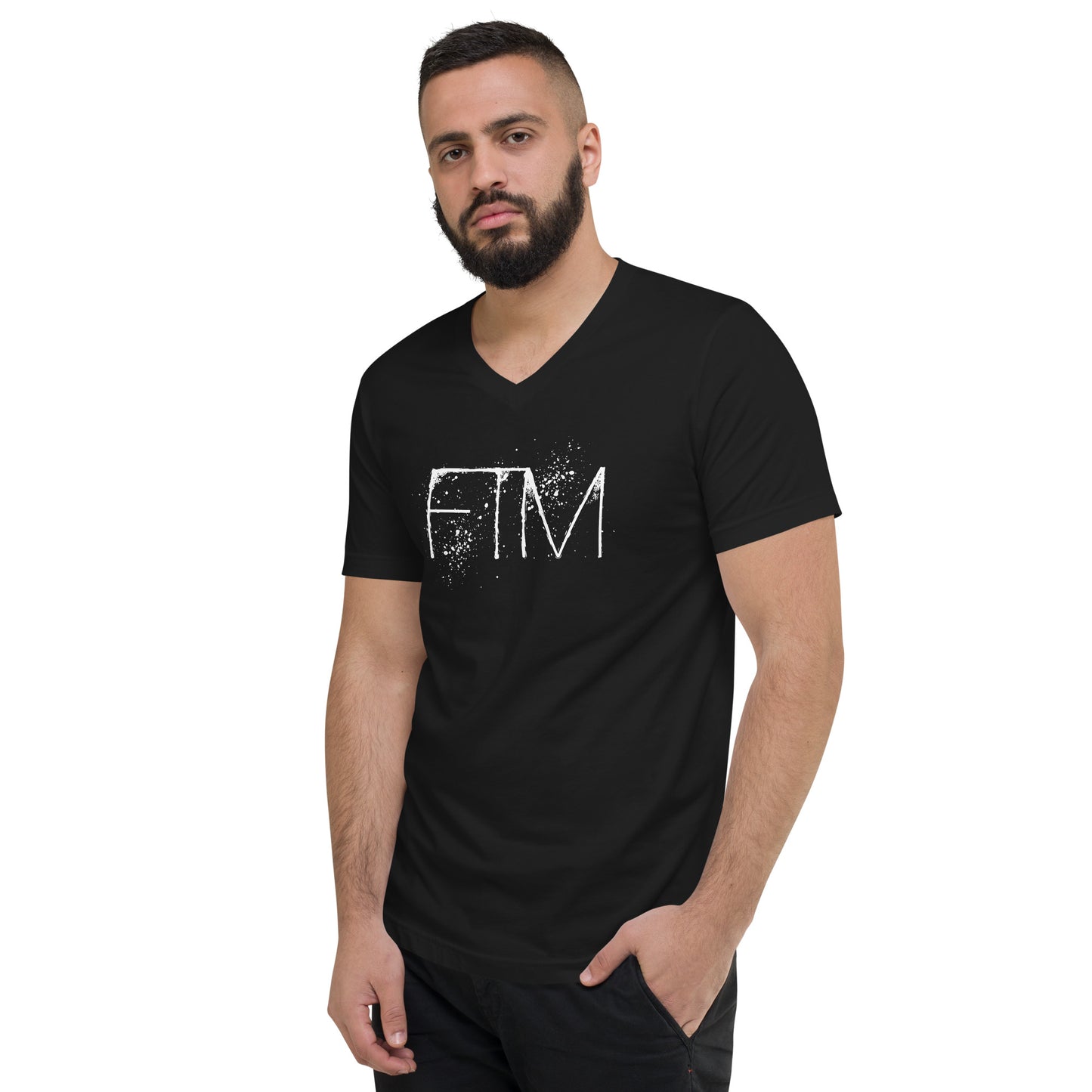 FTM Ink Splatter - Unisex Short Sleeve V-Neck T-Shirt