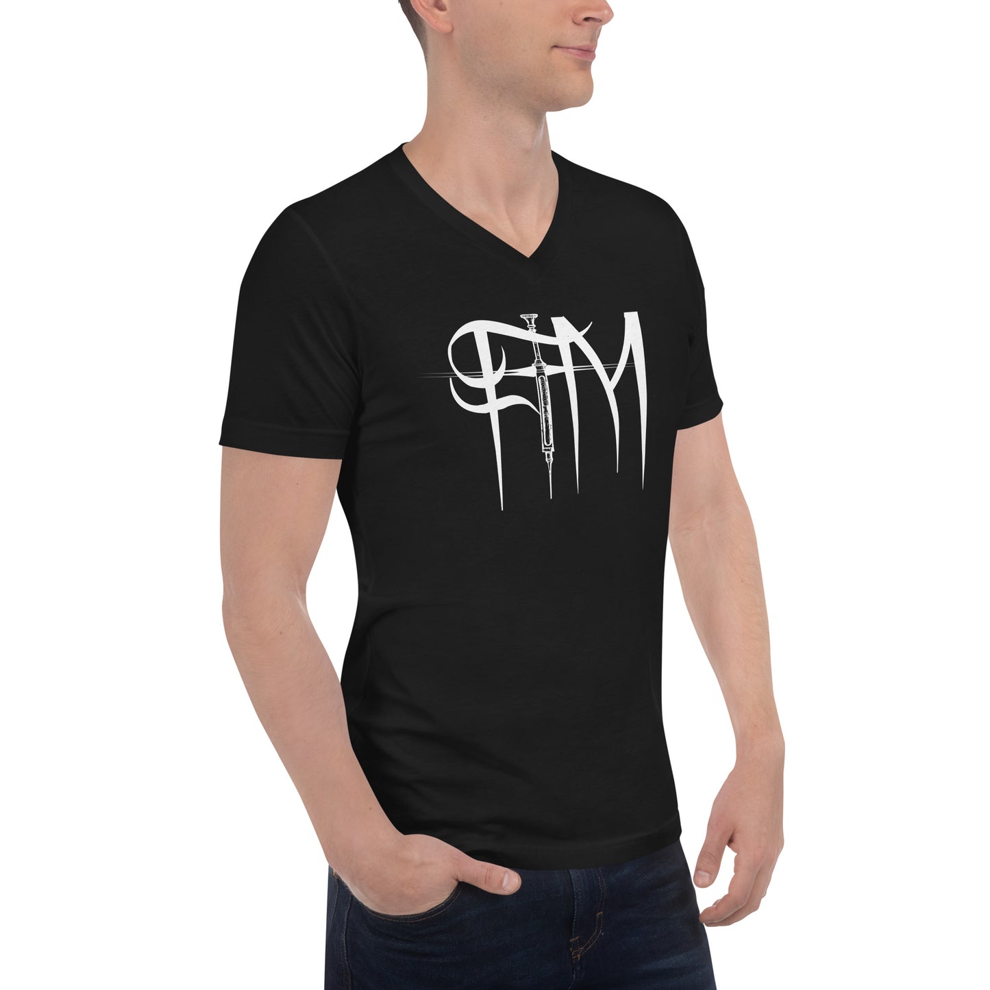 FTM Syringe Trans Empowerment - Unisex Short Sleeve V-Neck T-Shirt