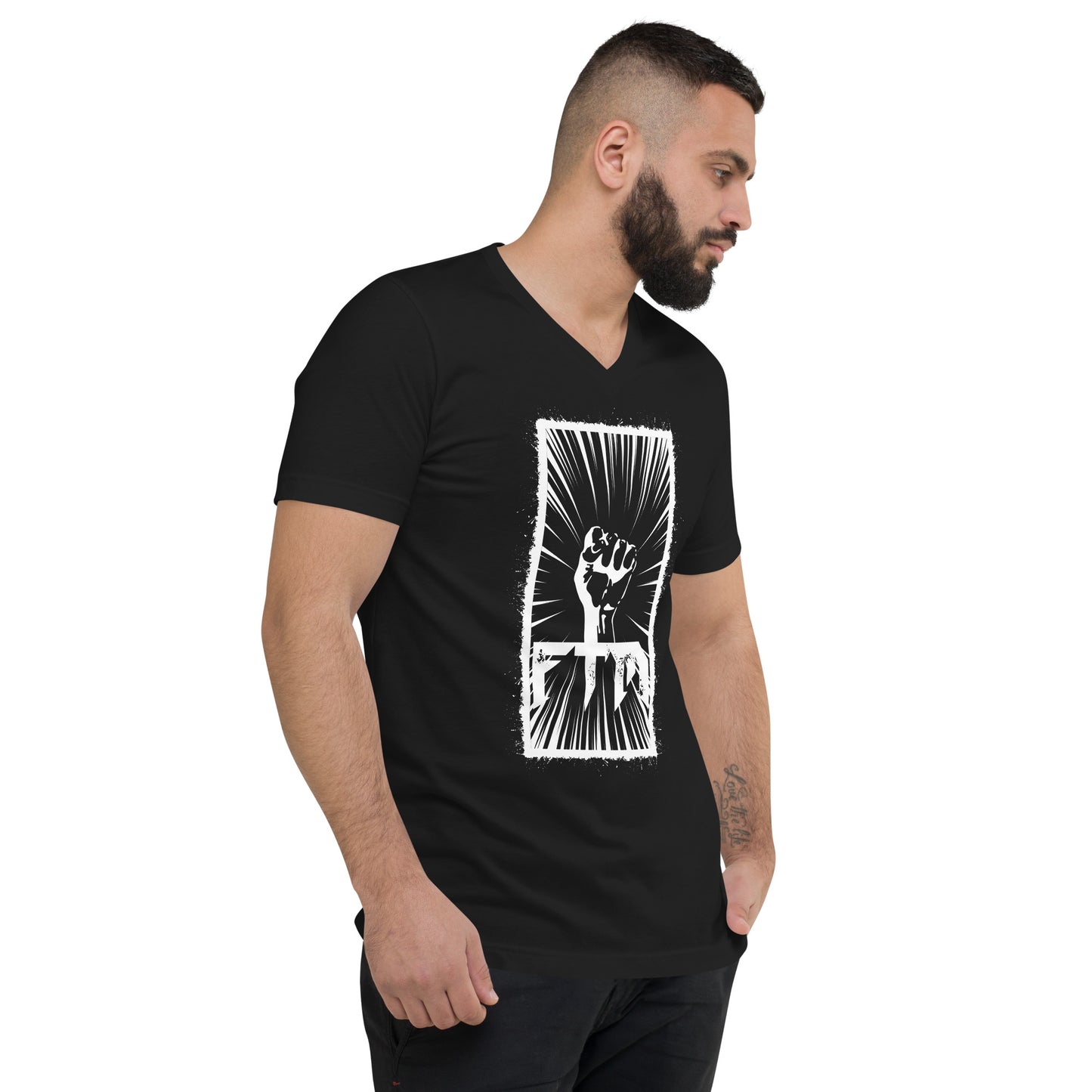 FTM Power Fist - Unisex Short Sleeve V-Neck T-Shirt