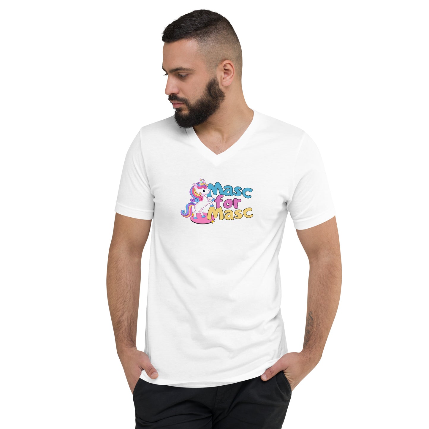 Masc for Masc - Unisex Short Sleeve V-Neck T-Shirt