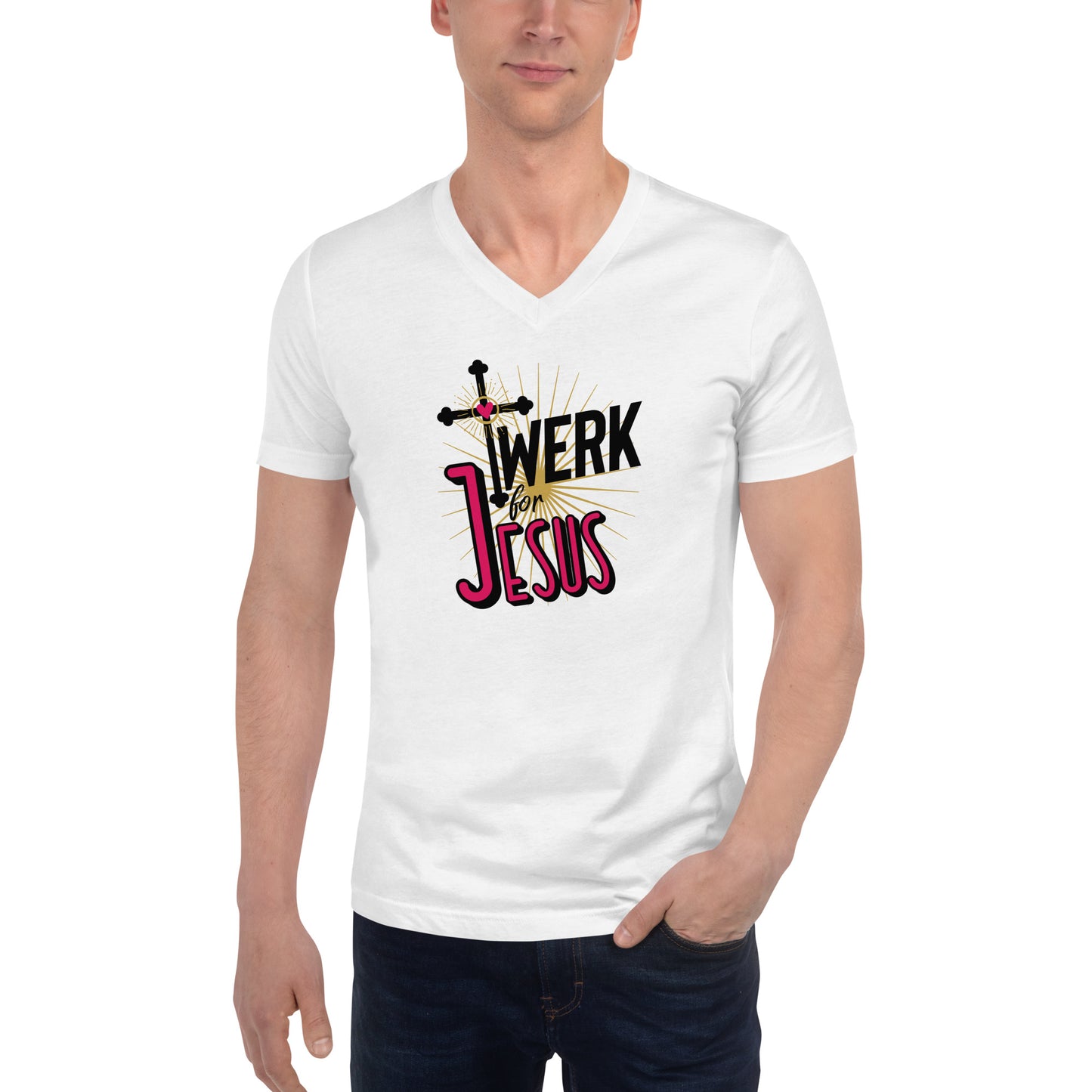 Twerk For Jesus - Unisex Short Sleeve V-Neck T-Shirt