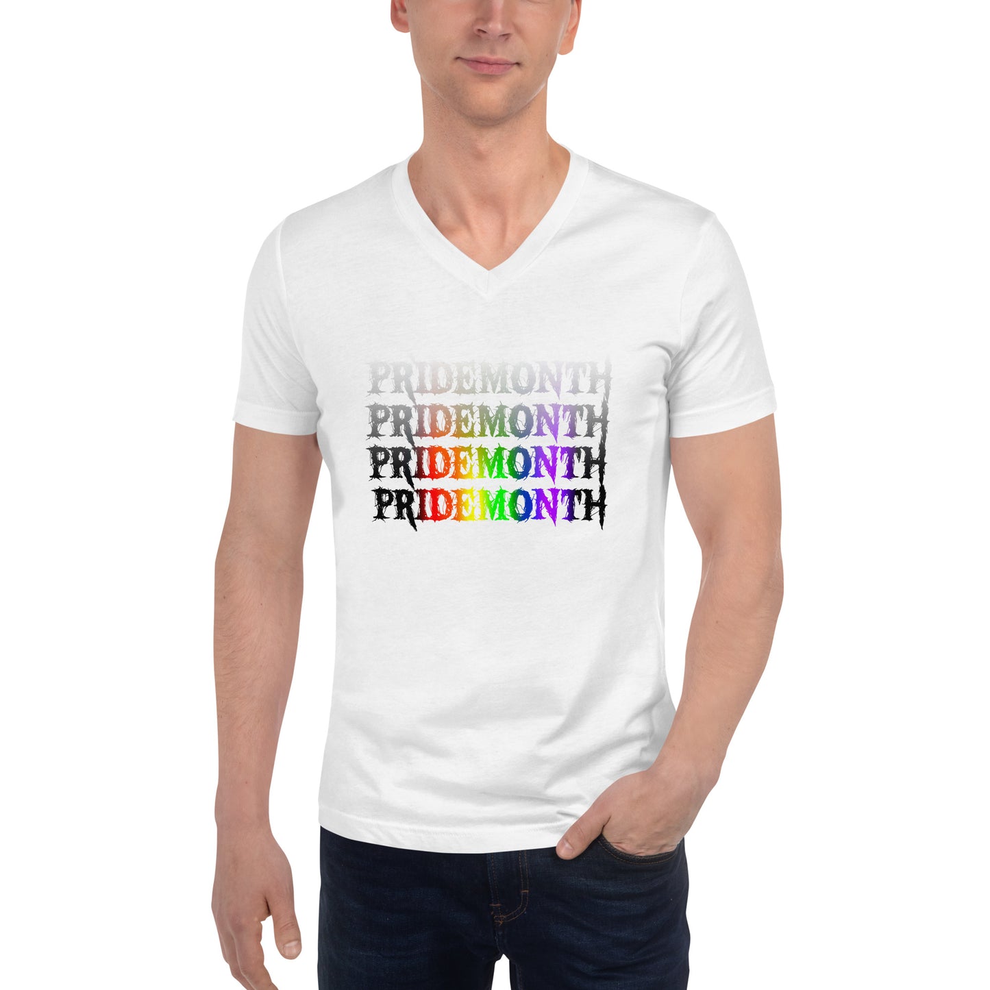 Pride Month Demon - Unisex Short Sleeve V-Neck T-Shirt