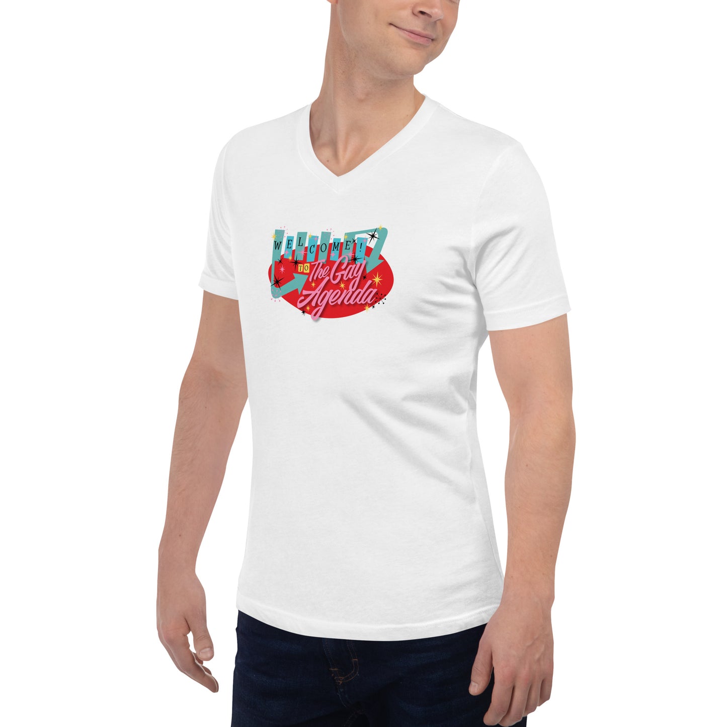 Welcome To The Gay Agenda - Unisex Short Sleeve V-Neck T-Shirt