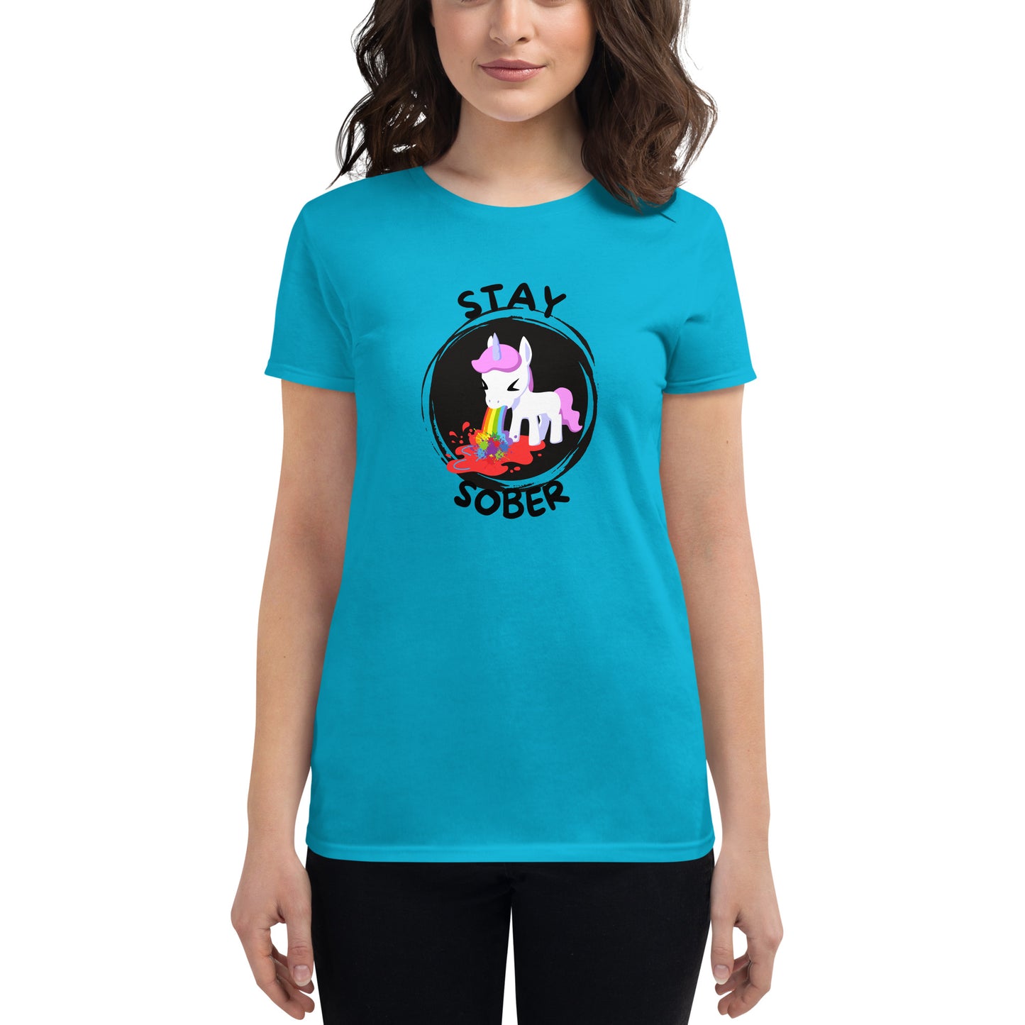 Stay Sober Little Unicorn - Women's short sleeve t-shirt
