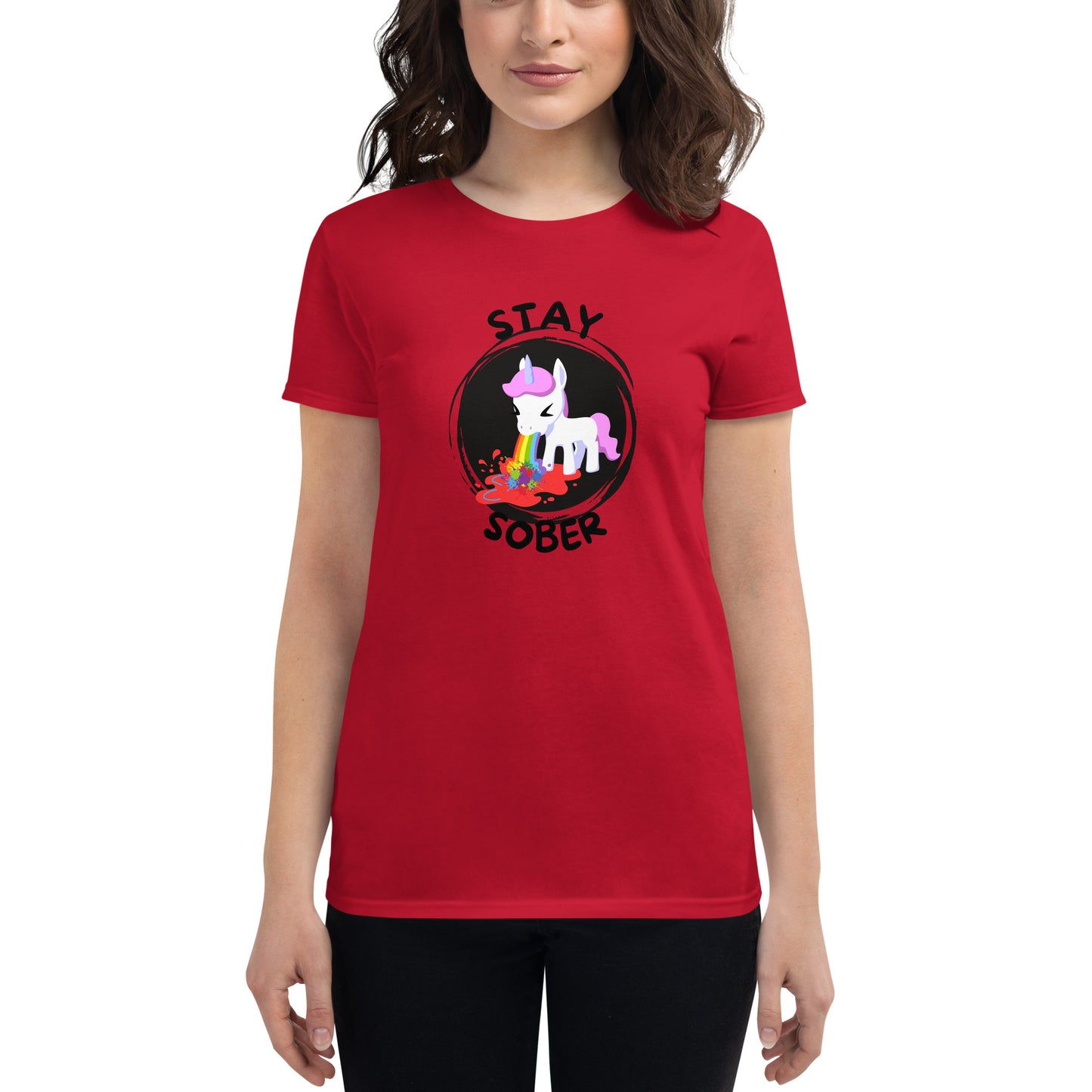 Stay Sober Little Unicorn - Women's short sleeve t-shirt