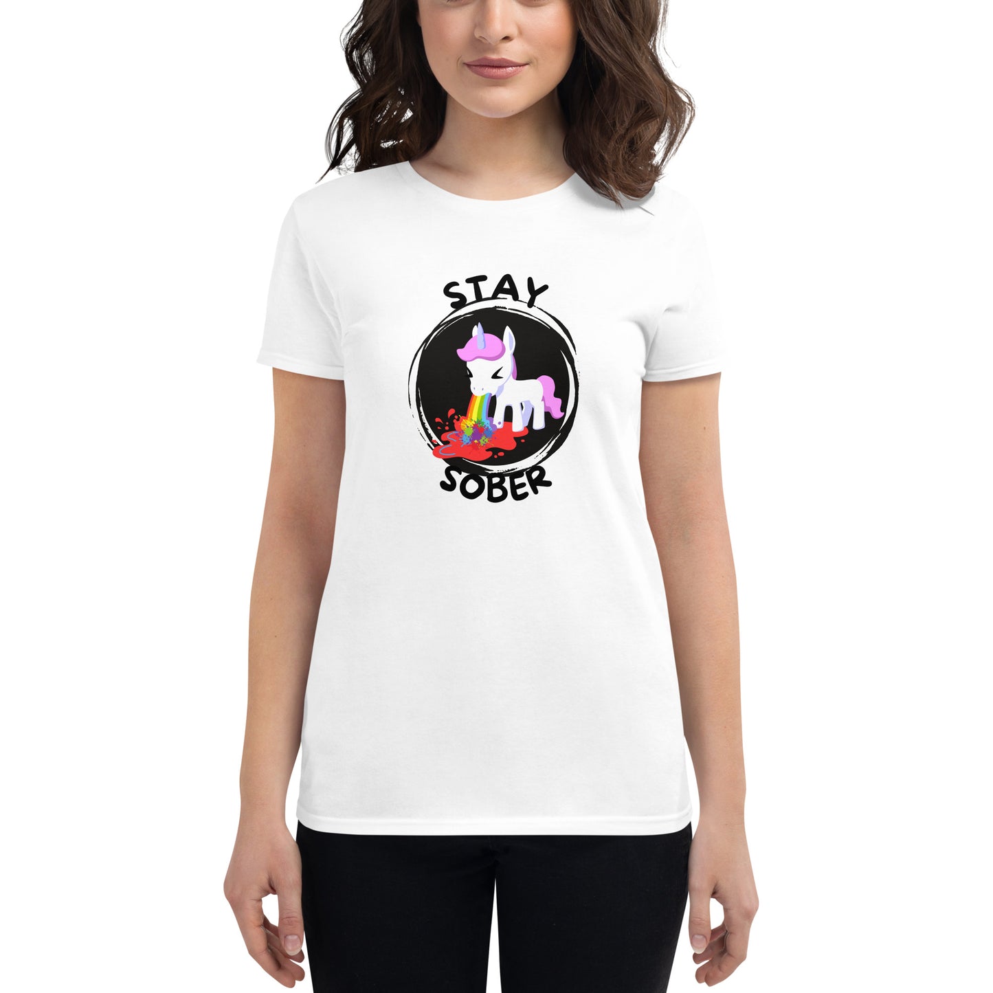 Stay Sober Little Unicorn - Women's short sleeve t-shirt