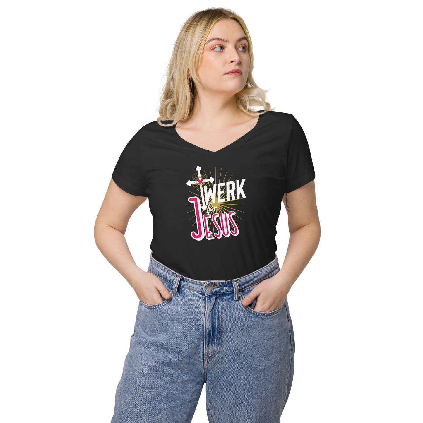 Twerk For Jesus - Women’s fitted v-neck t-shirt