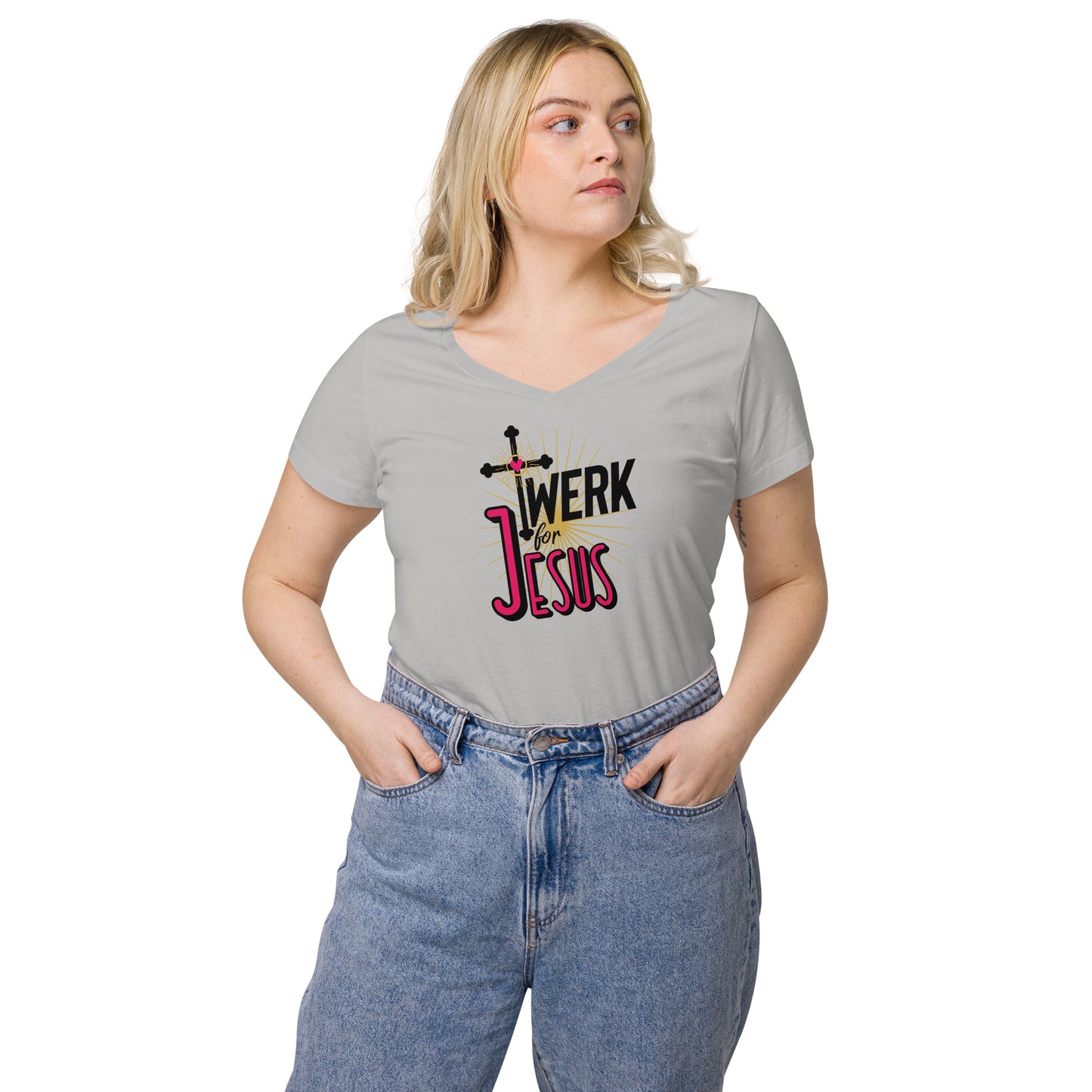 Twerk For Jesus - Women’s fitted v-neck t-shirt