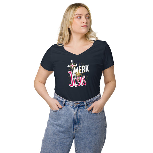 Twerk For Jesus - Women’s fitted v-neck t-shirt