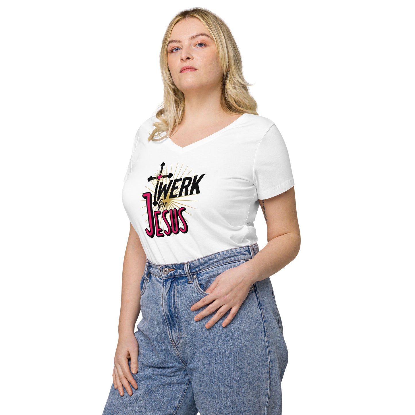 Twerk For Jesus - Women’s fitted v-neck t-shirt