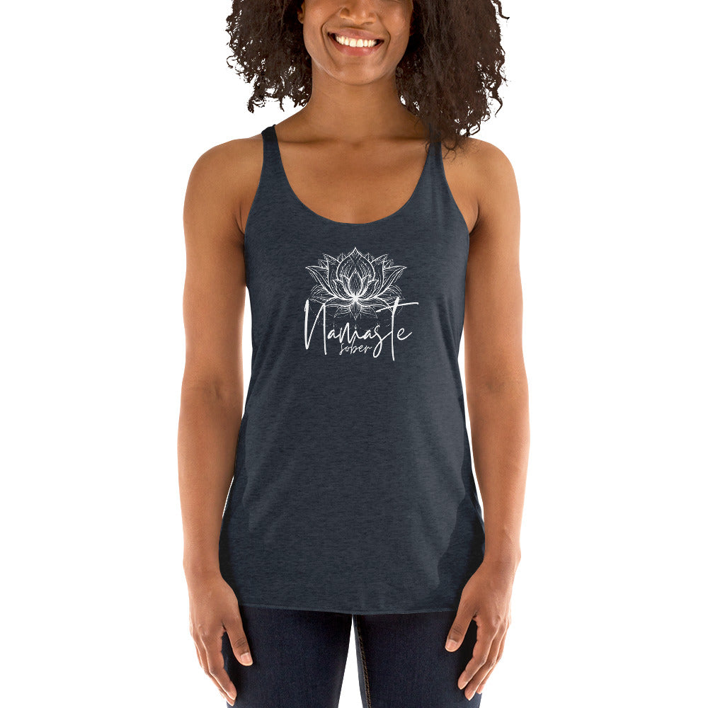 Namaste Sober White Lotus - Women's Racerback Tank