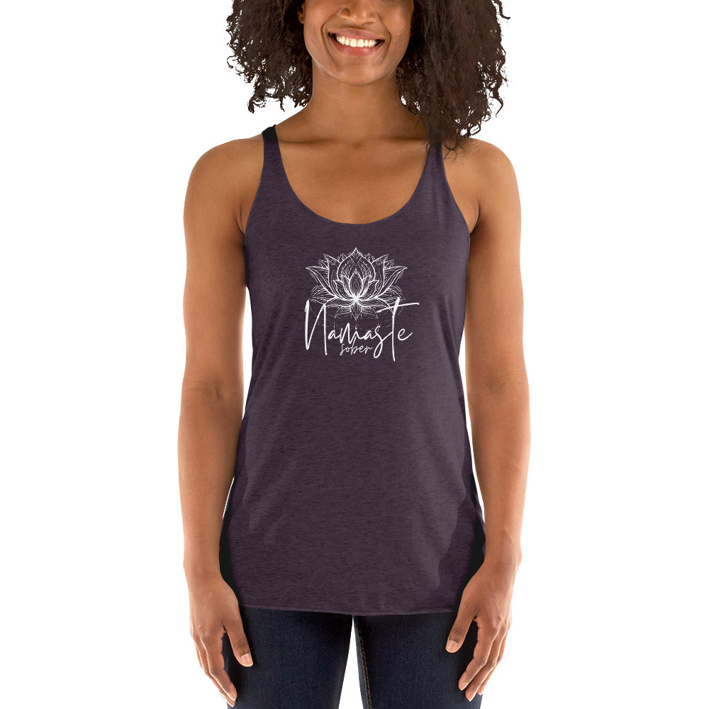 Namaste Sober White Lotus - Women's Racerback Tank