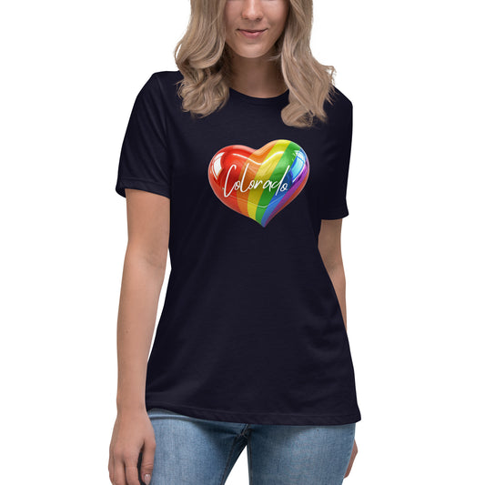 Colorado Pride Rainbow Heart - Women's Relaxed T-Shirt
