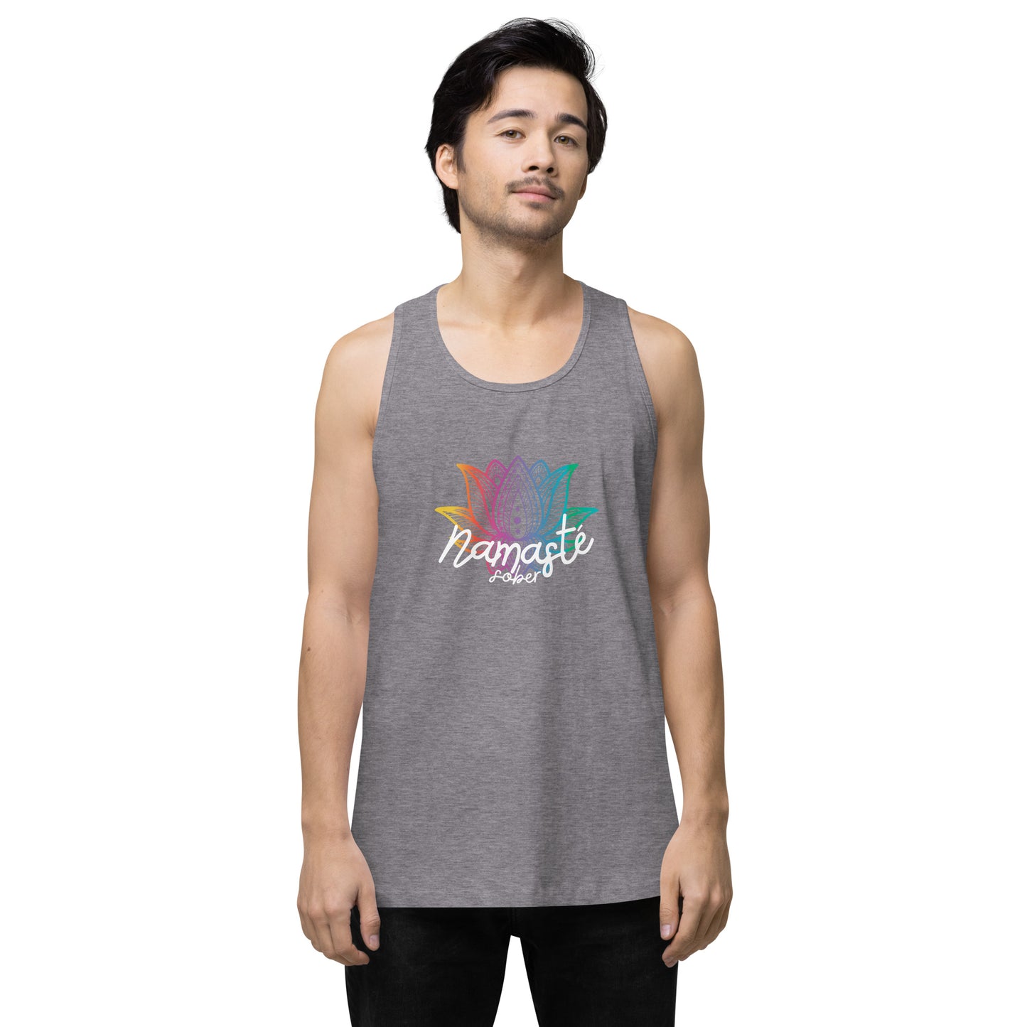 Namaste Sober Rainbow Lotus - Unisex premium tank top