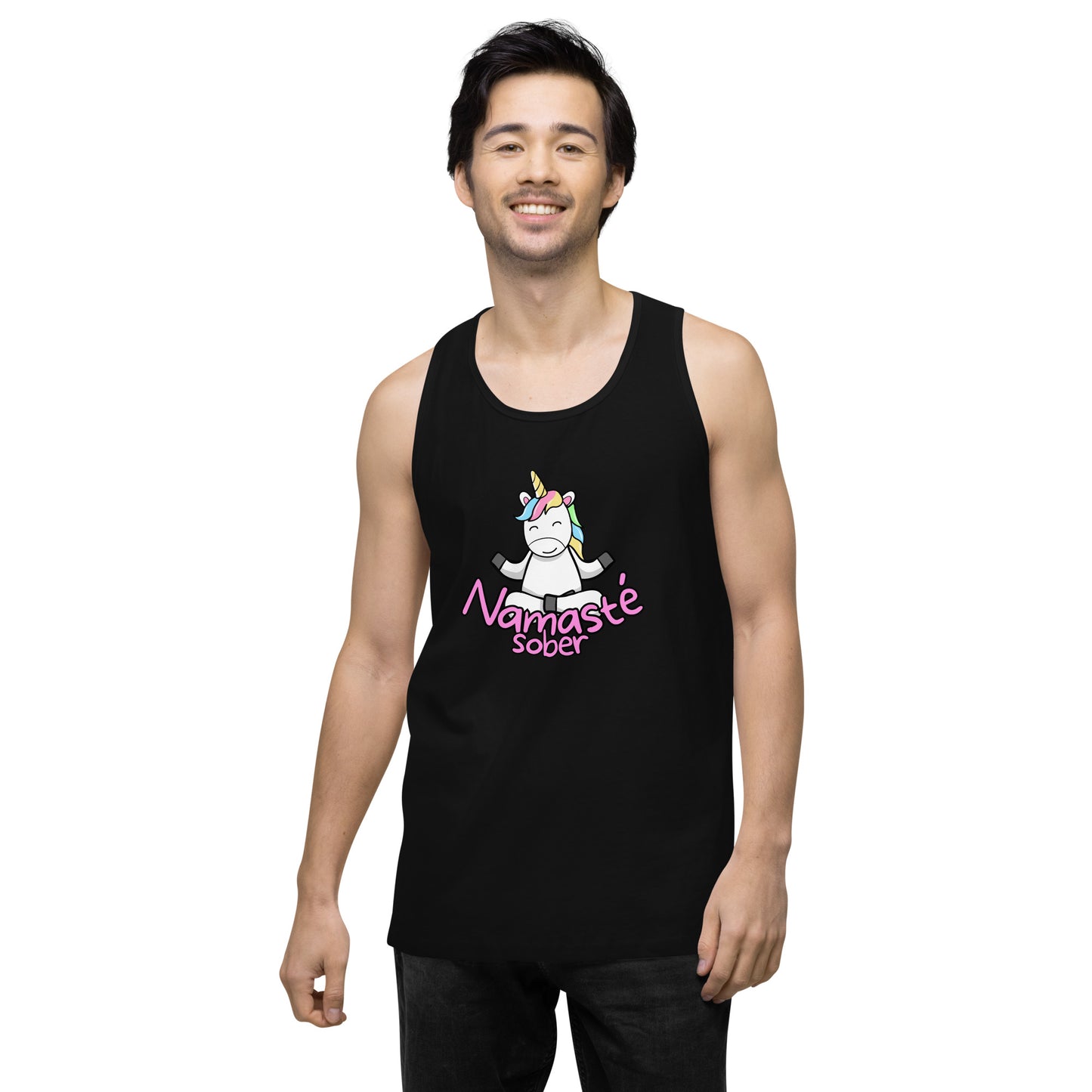 Namaste Sober Rainbow Unicorn - Unisex premium tank top