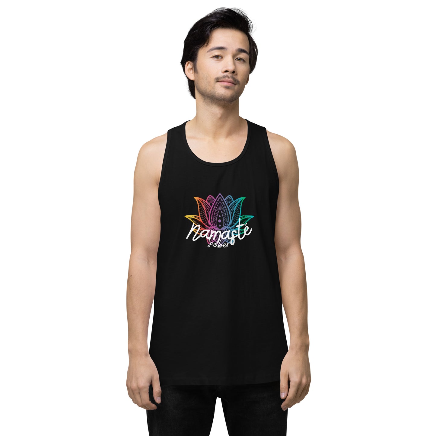 Namaste Sober Rainbow Lotus - Unisex premium tank top