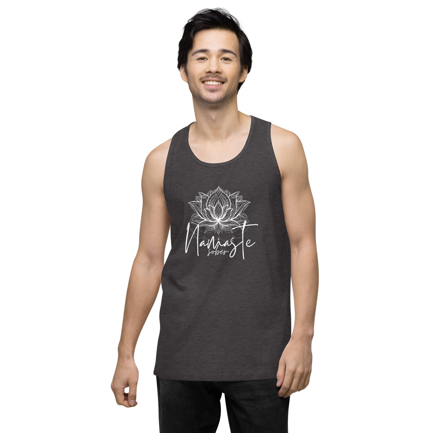 Namaste Sober White Lotus  Unisex premium tank top