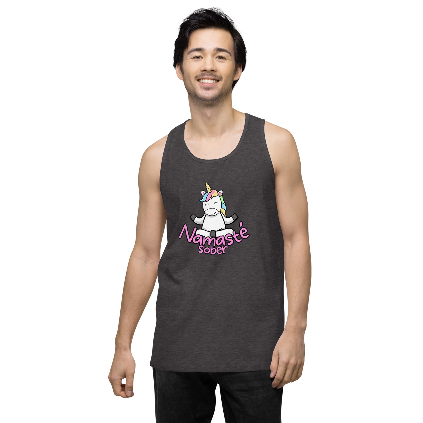 Namaste Sober Rainbow Unicorn - Unisex premium tank top