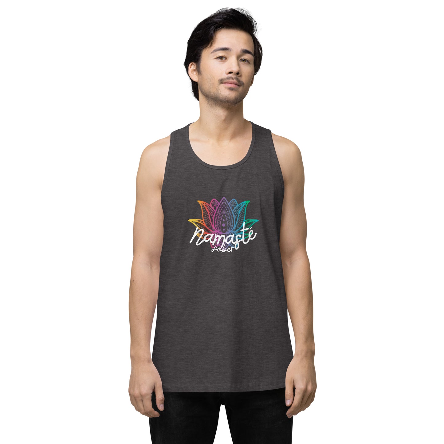 Namaste Sober Rainbow Lotus - Unisex premium tank top