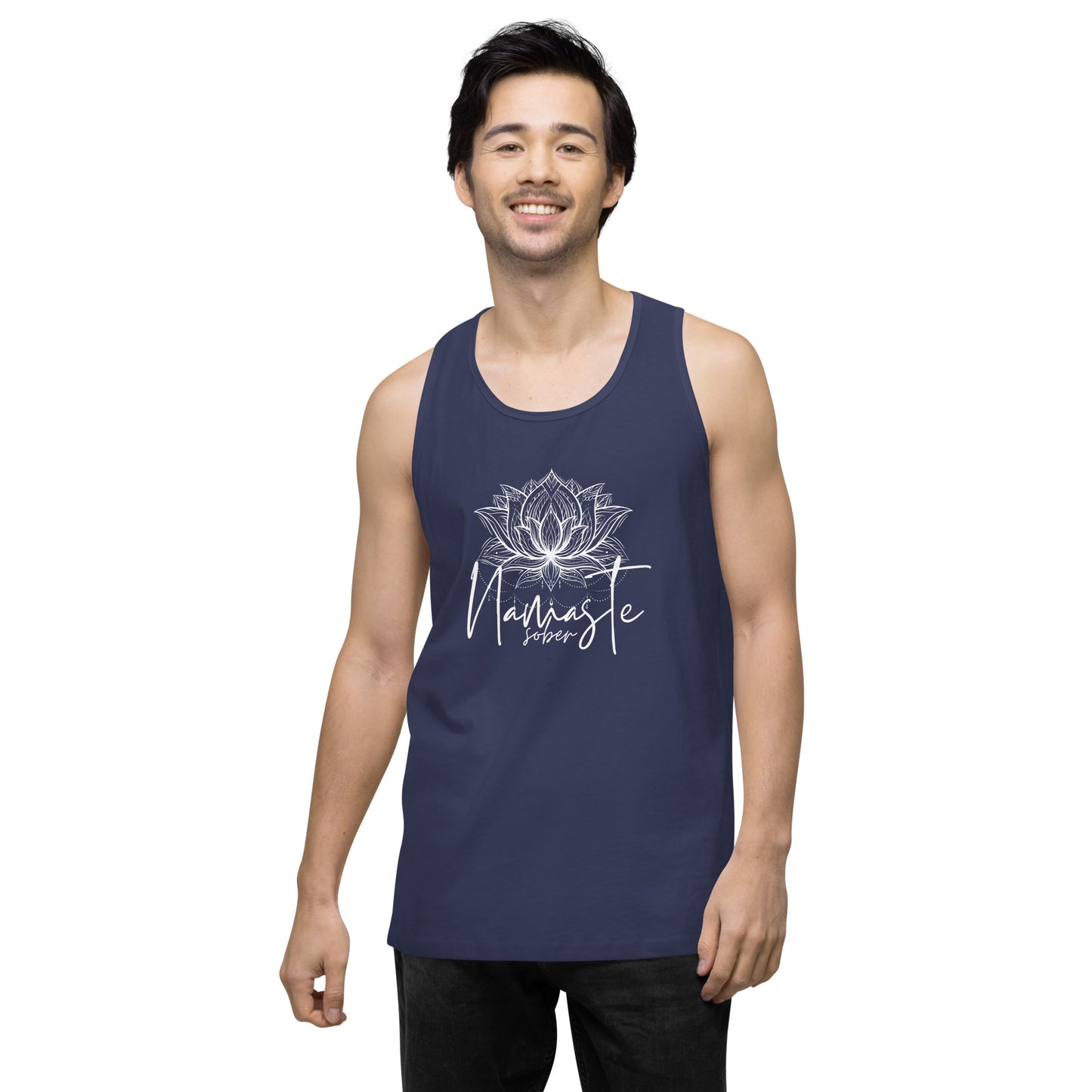 Namaste Sober White Lotus  Unisex premium tank top