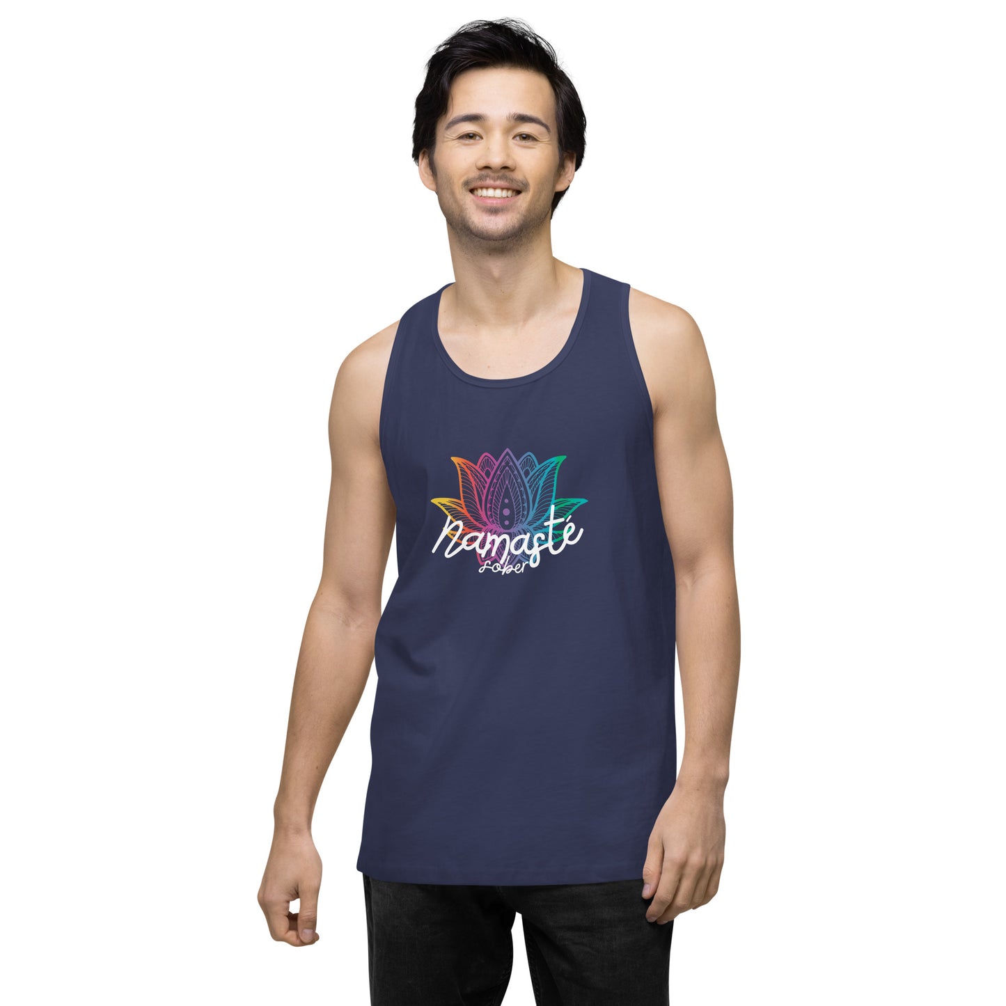 Namaste Sober Rainbow Lotus - Unisex premium tank top