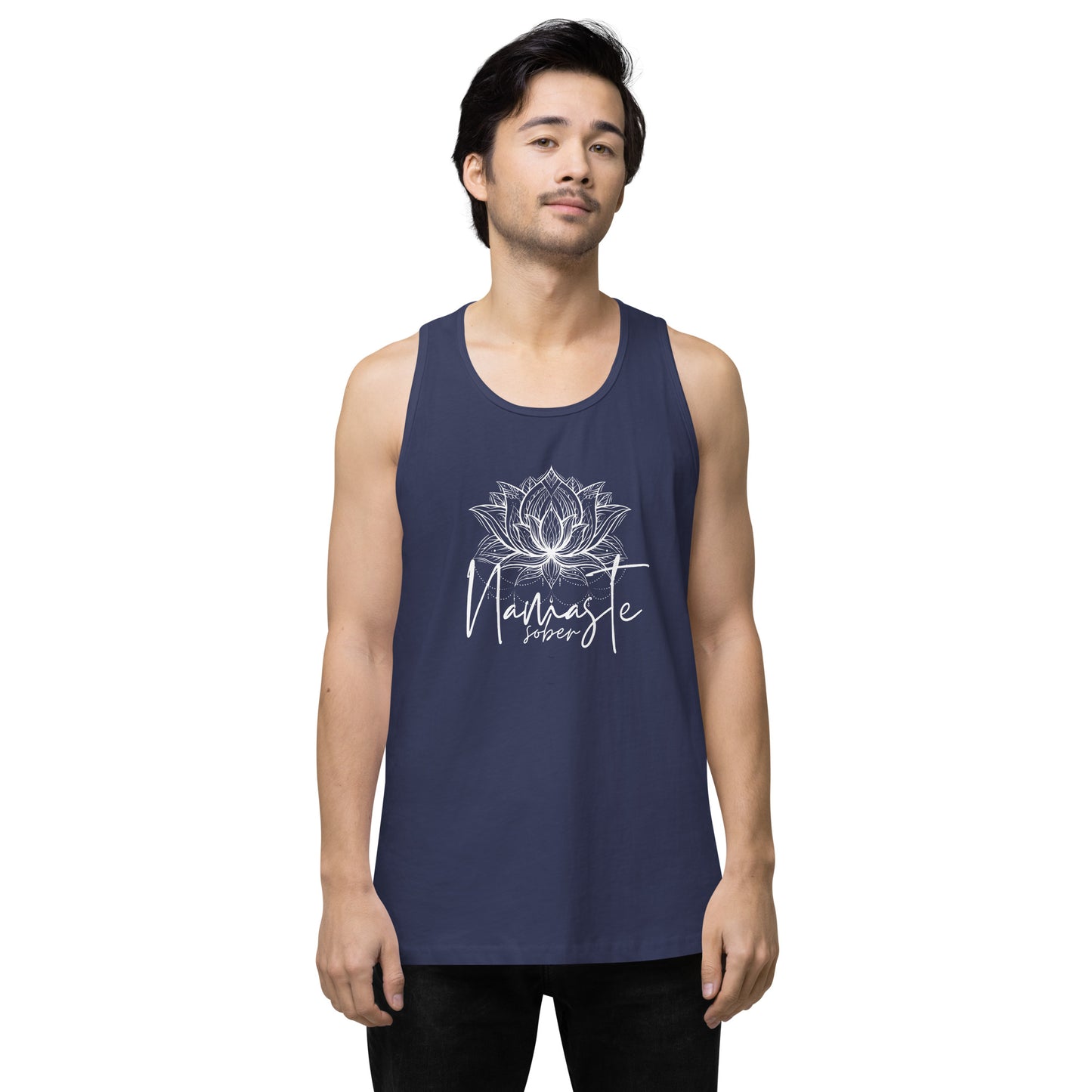 Namaste Sober White Lotus  Unisex premium tank top