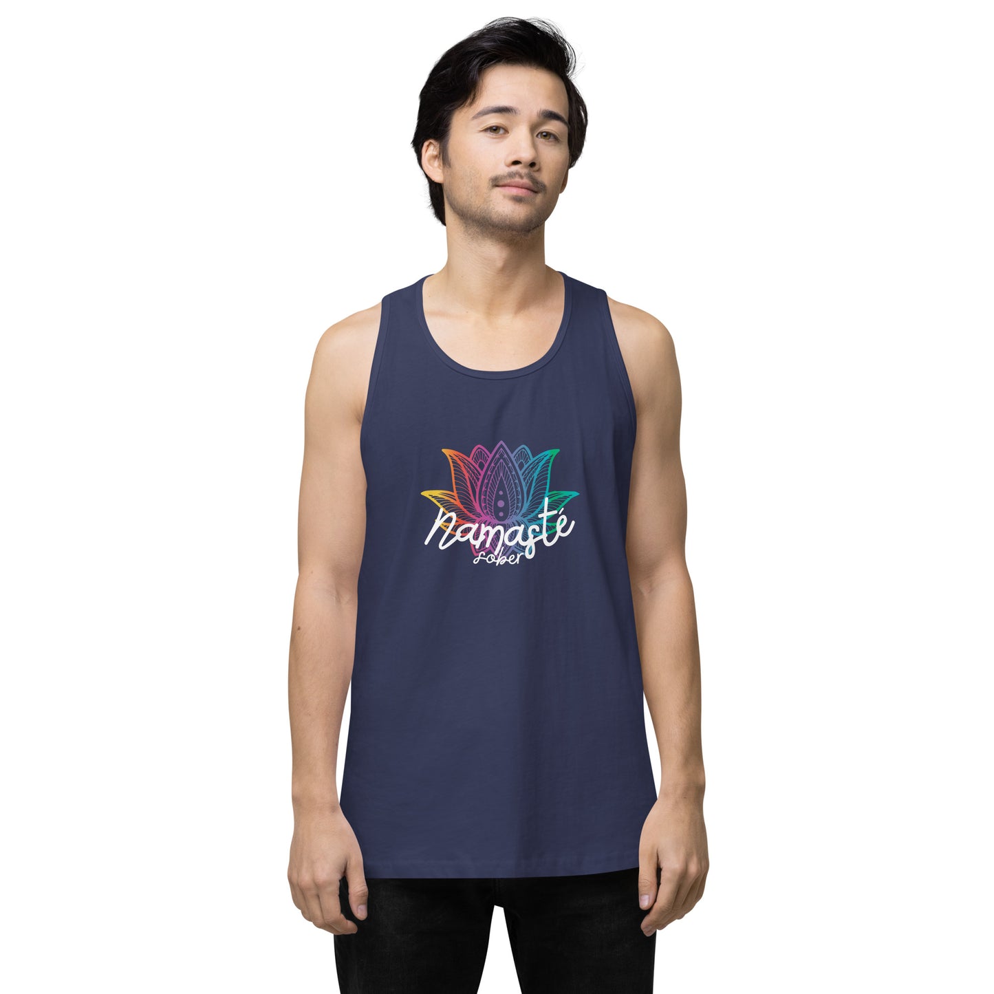 Namaste Sober Rainbow Lotus - Unisex premium tank top