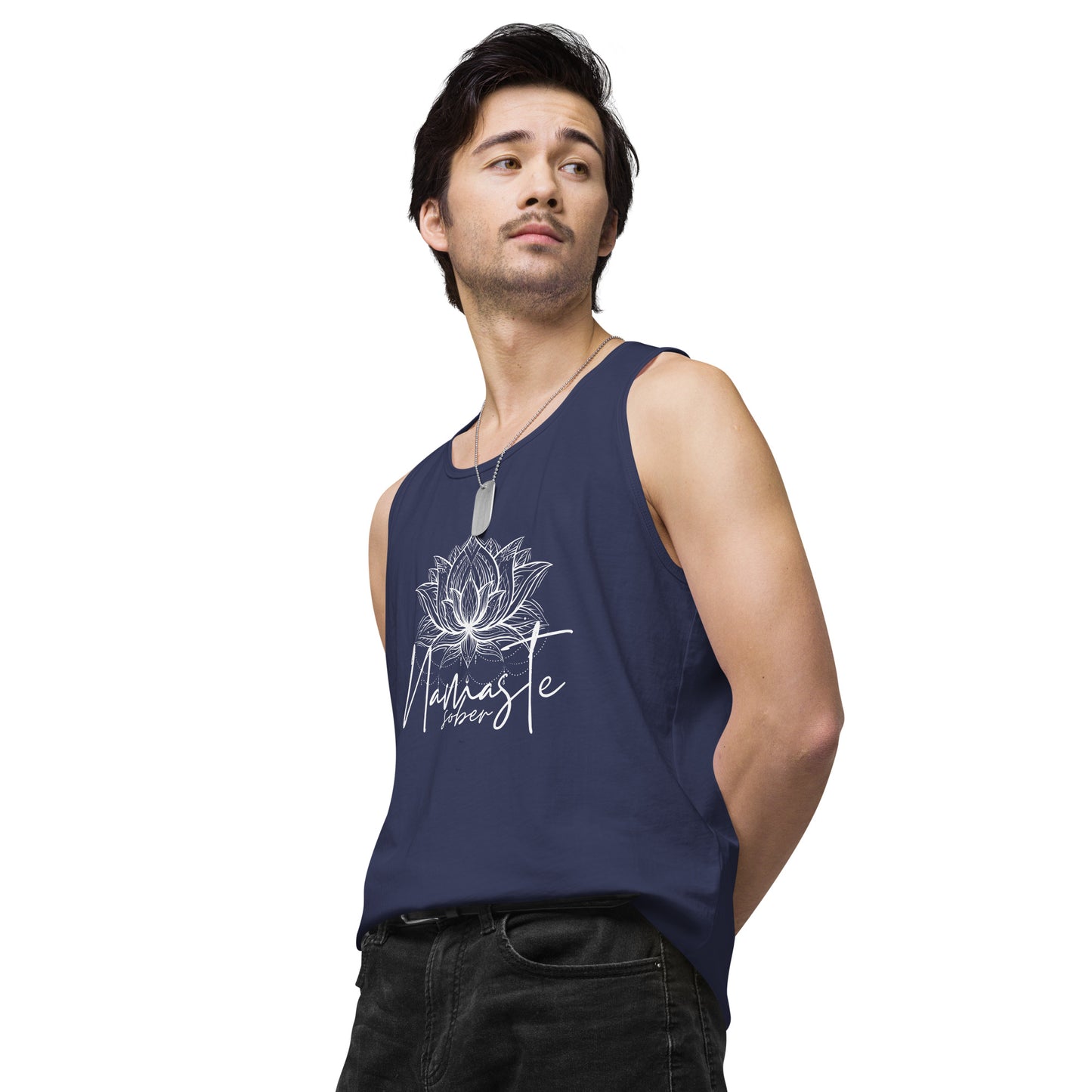 Namaste Sober White Lotus  Unisex premium tank top