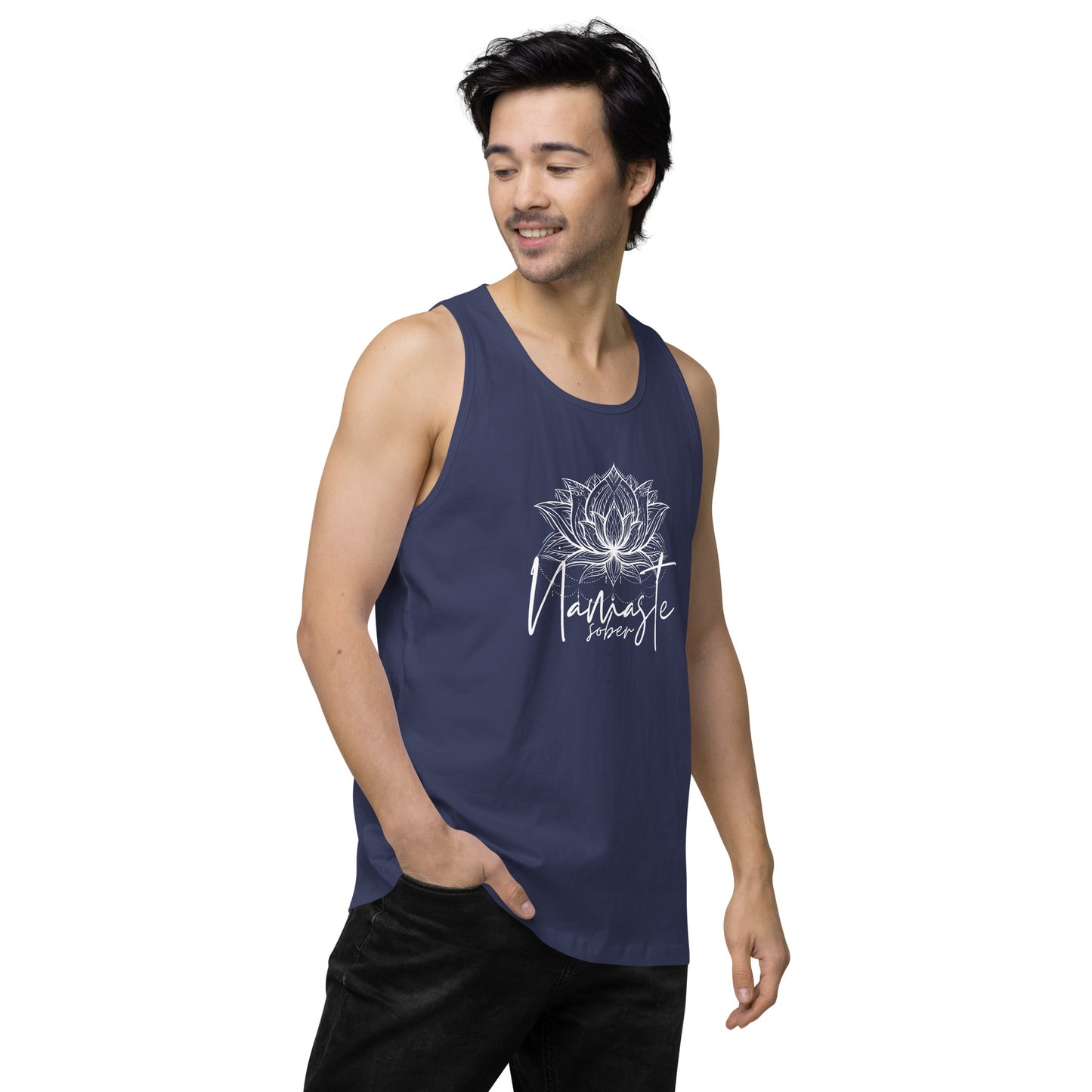 Namaste Sober White Lotus  Unisex premium tank top