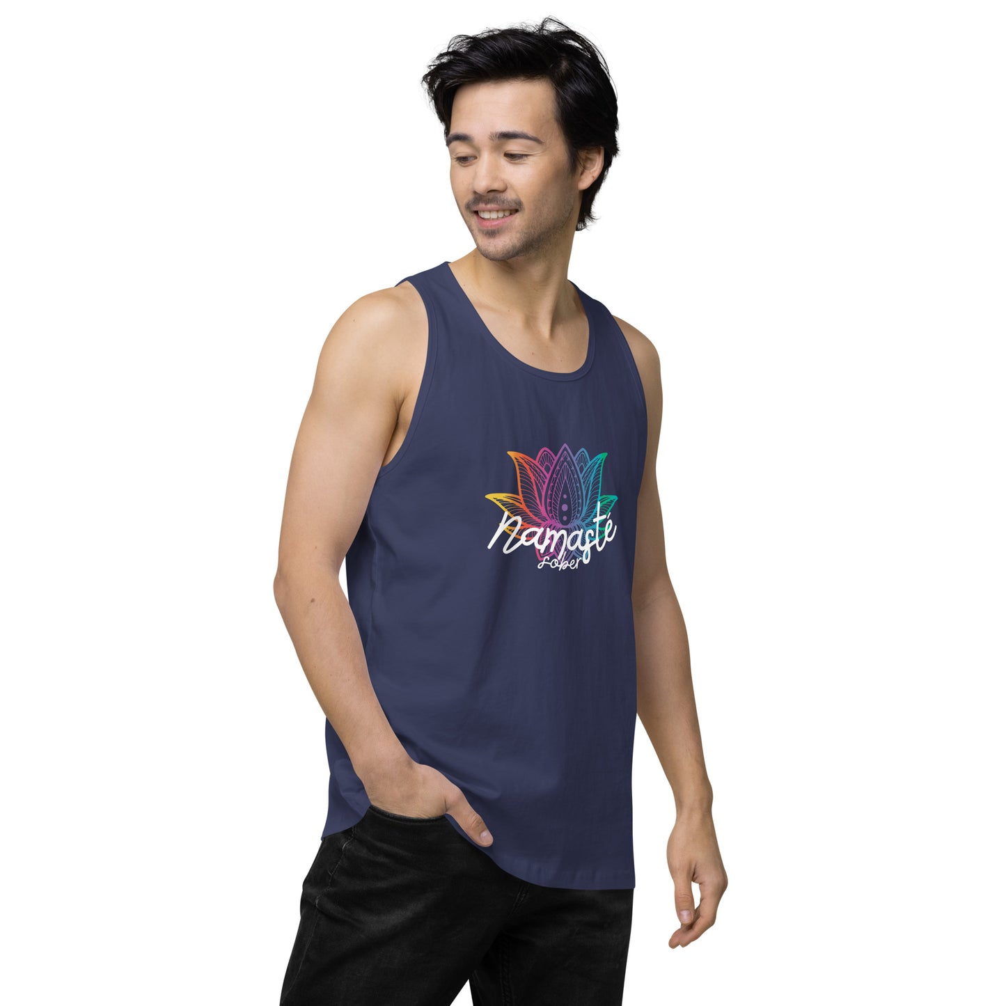 Namaste Sober Rainbow Lotus - Unisex premium tank top