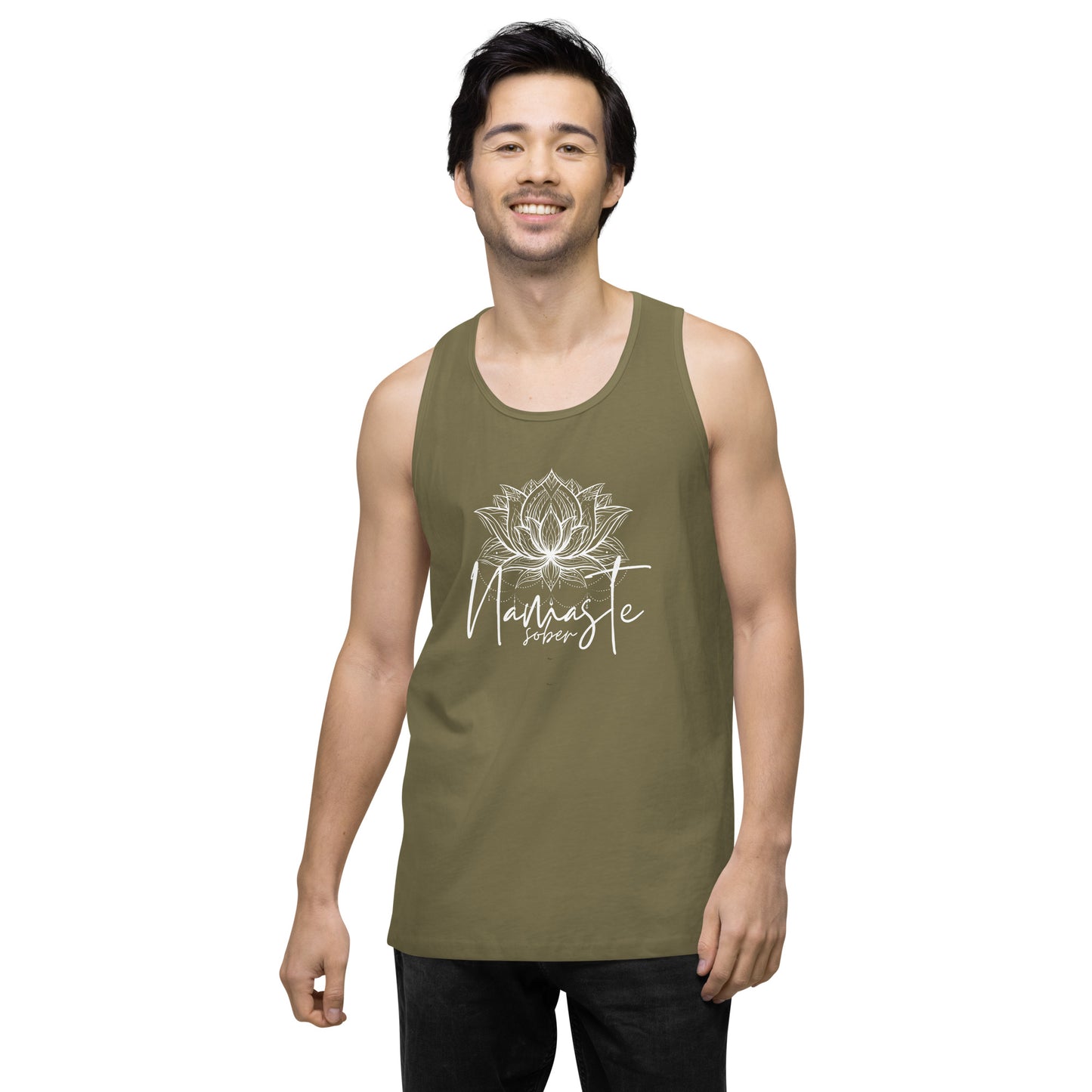 Namaste Sober White Lotus  Unisex premium tank top