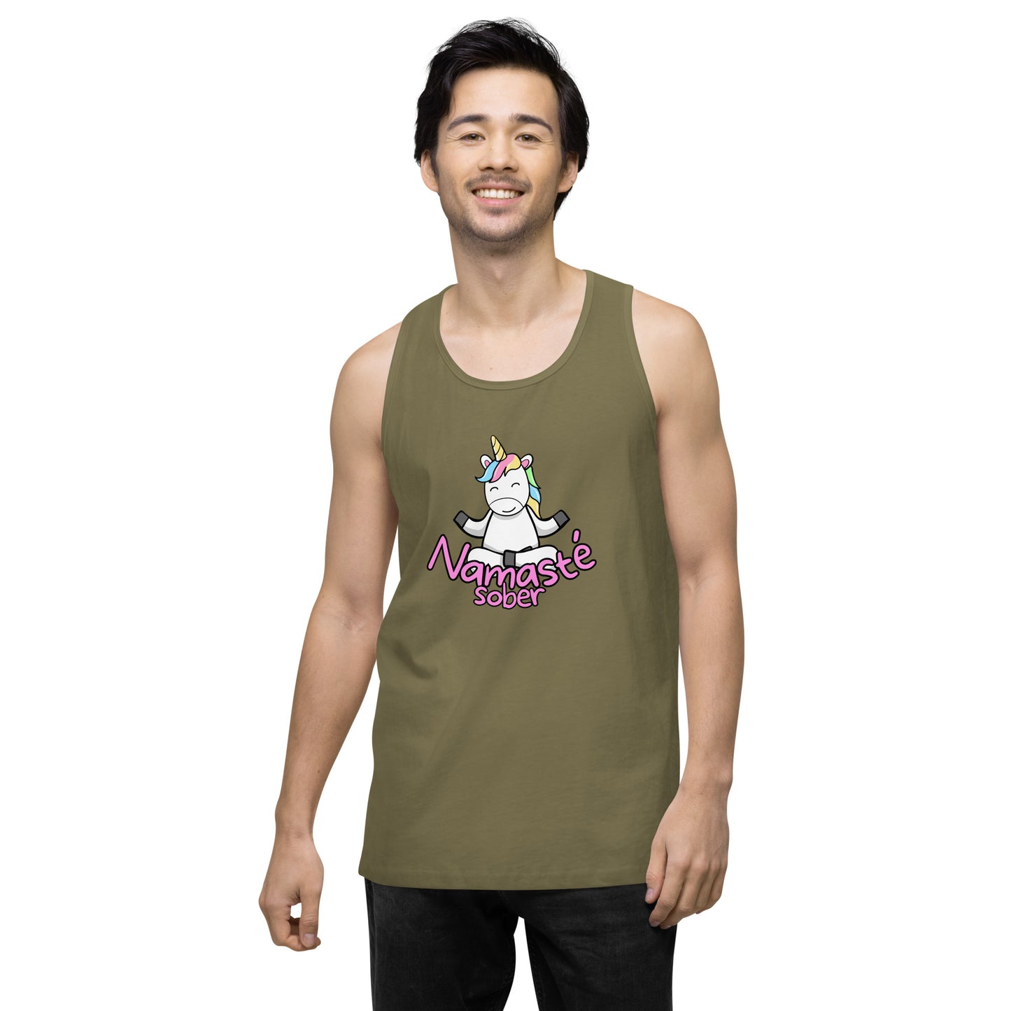 Namaste Sober Rainbow Unicorn - Unisex premium tank top