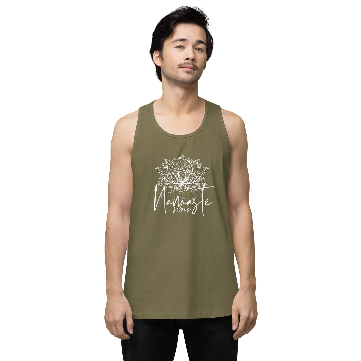 Namaste Sober White Lotus  Unisex premium tank top