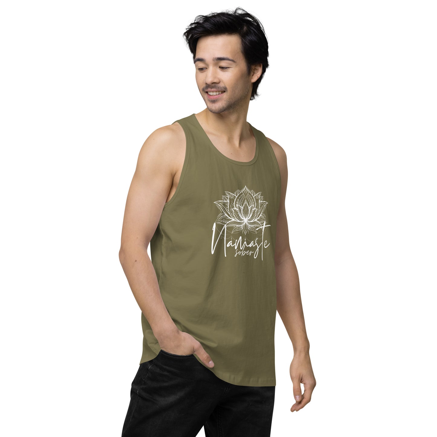 Namaste Sober White Lotus  Unisex premium tank top