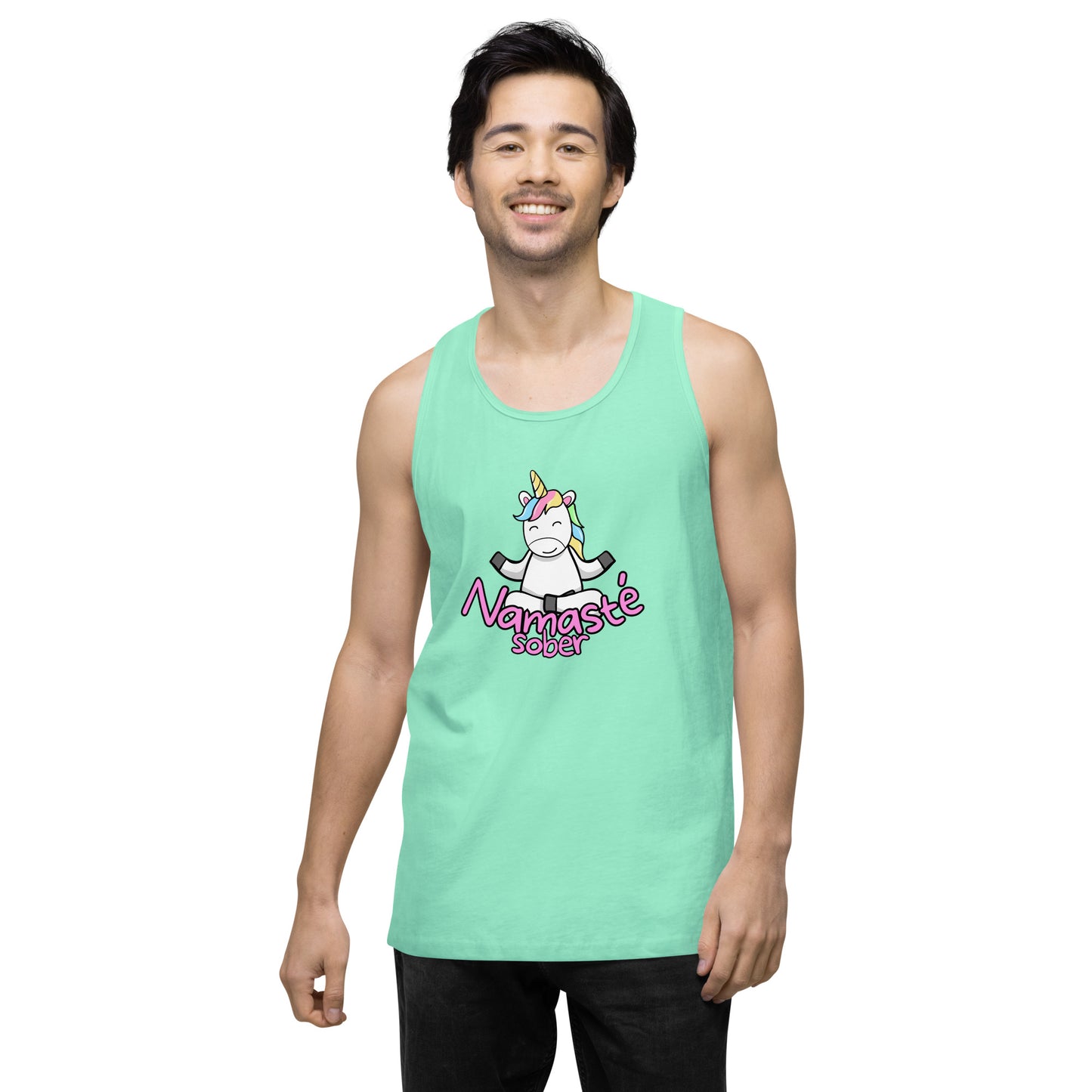 Namaste Sober Rainbow Unicorn - Unisex premium tank top